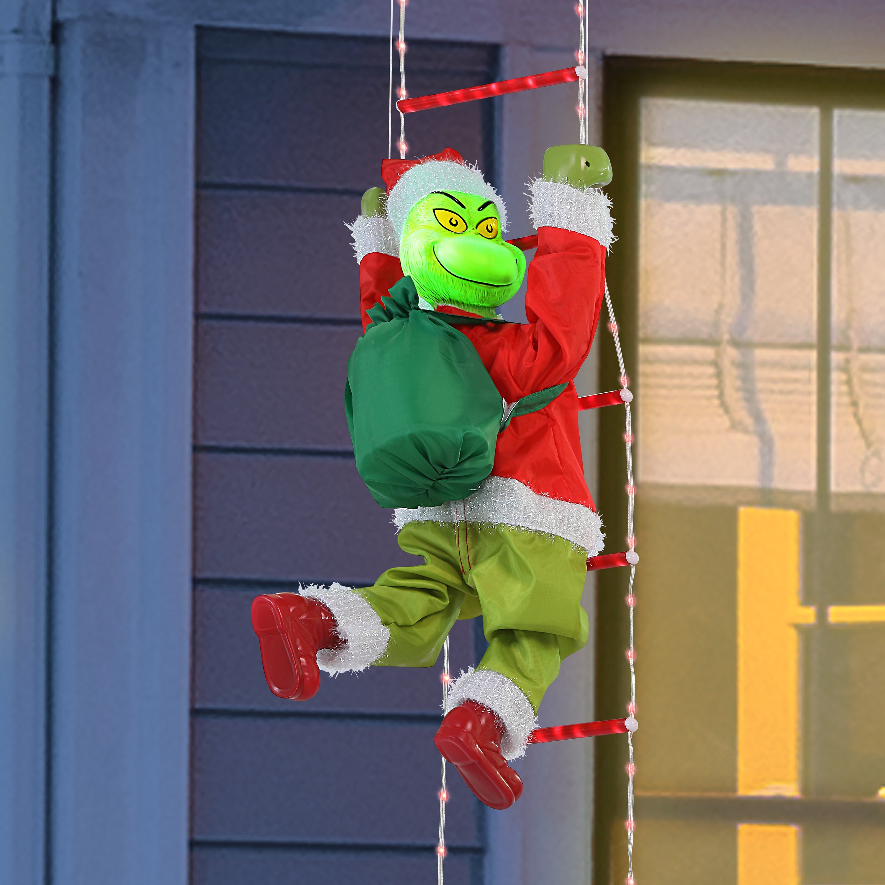 10 ft. Outdoor Animated Rope Ladder Climbing Grinch - Mr. Christmas