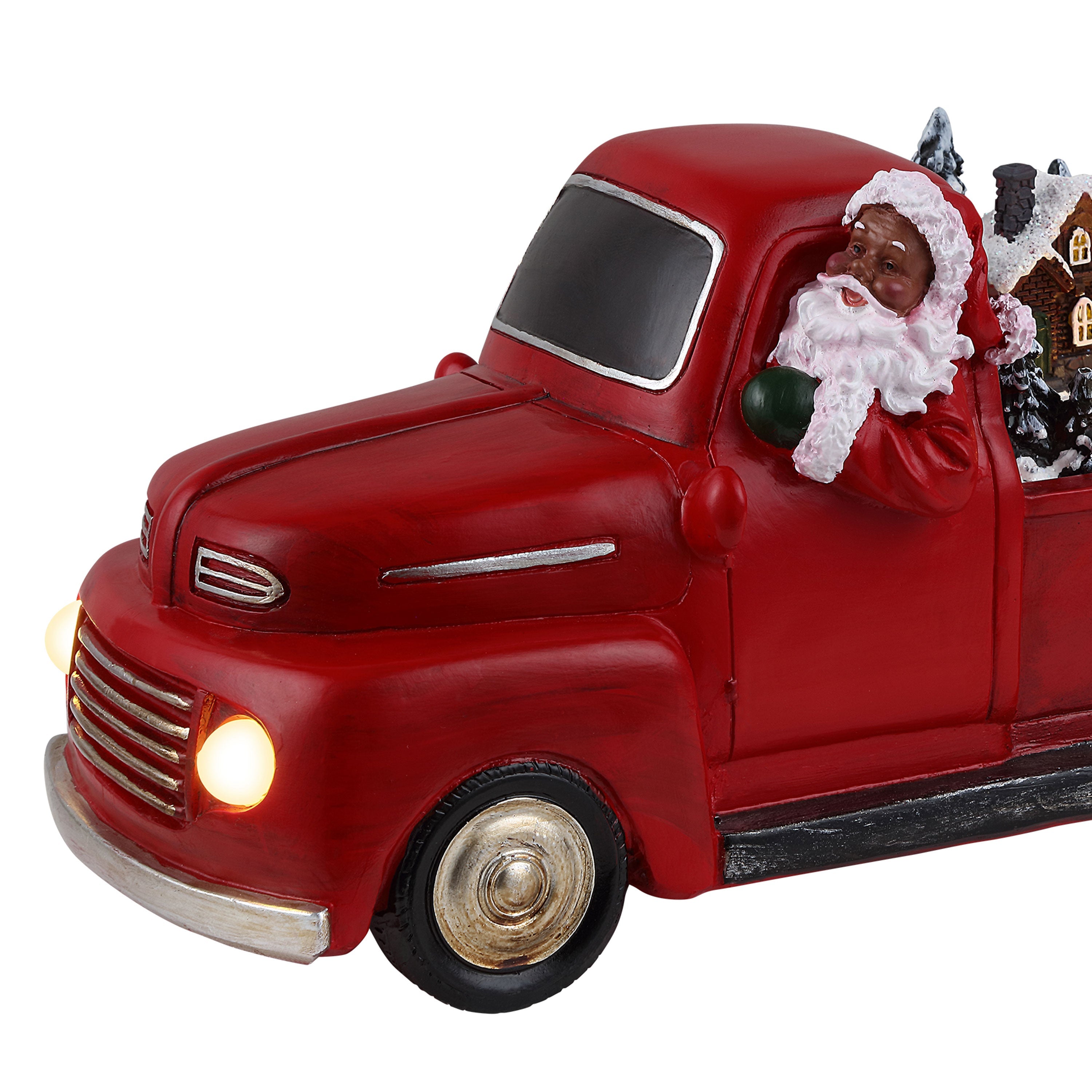 11 in. Animated Nostalgic Red Truck - Black Santa - Mr. Christmas