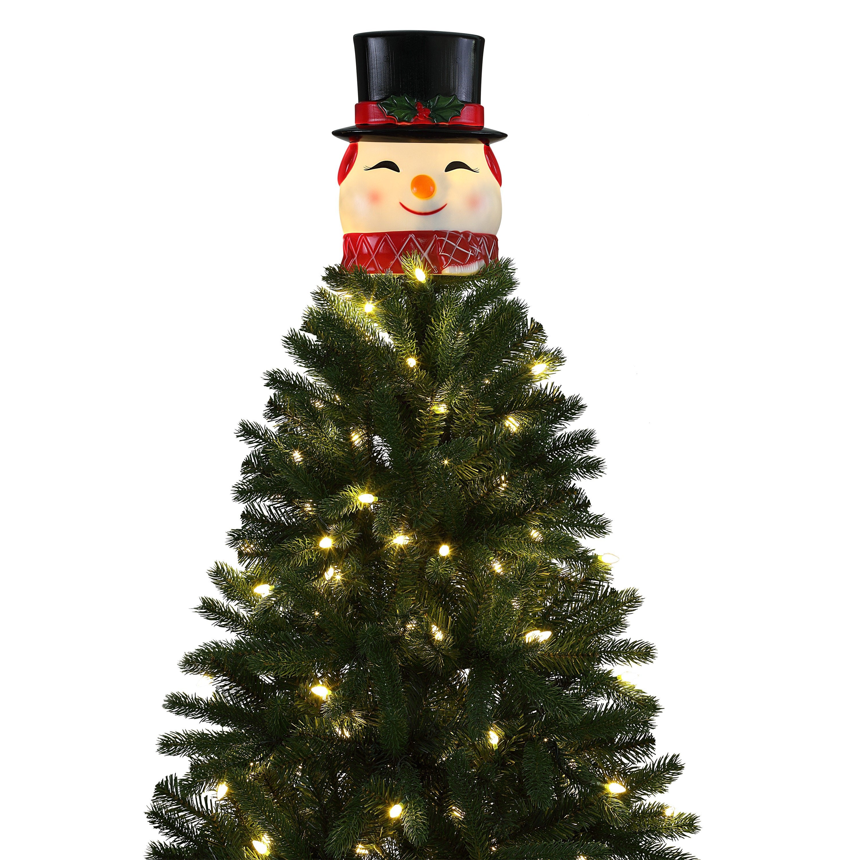 Christmas Tree With Snowman Hat Topper