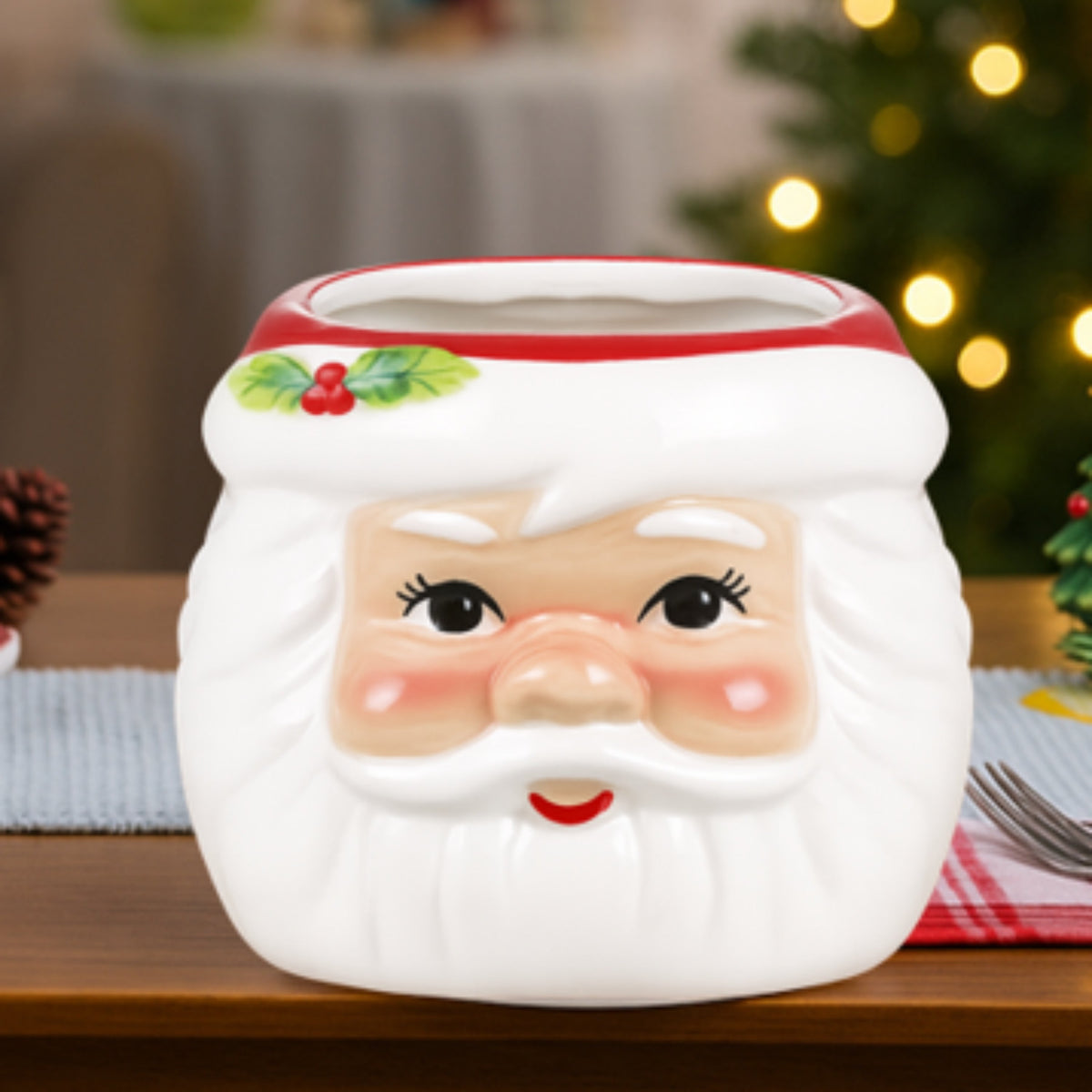 12 in. Ceramic Santa Bowl - Mr. Christmas