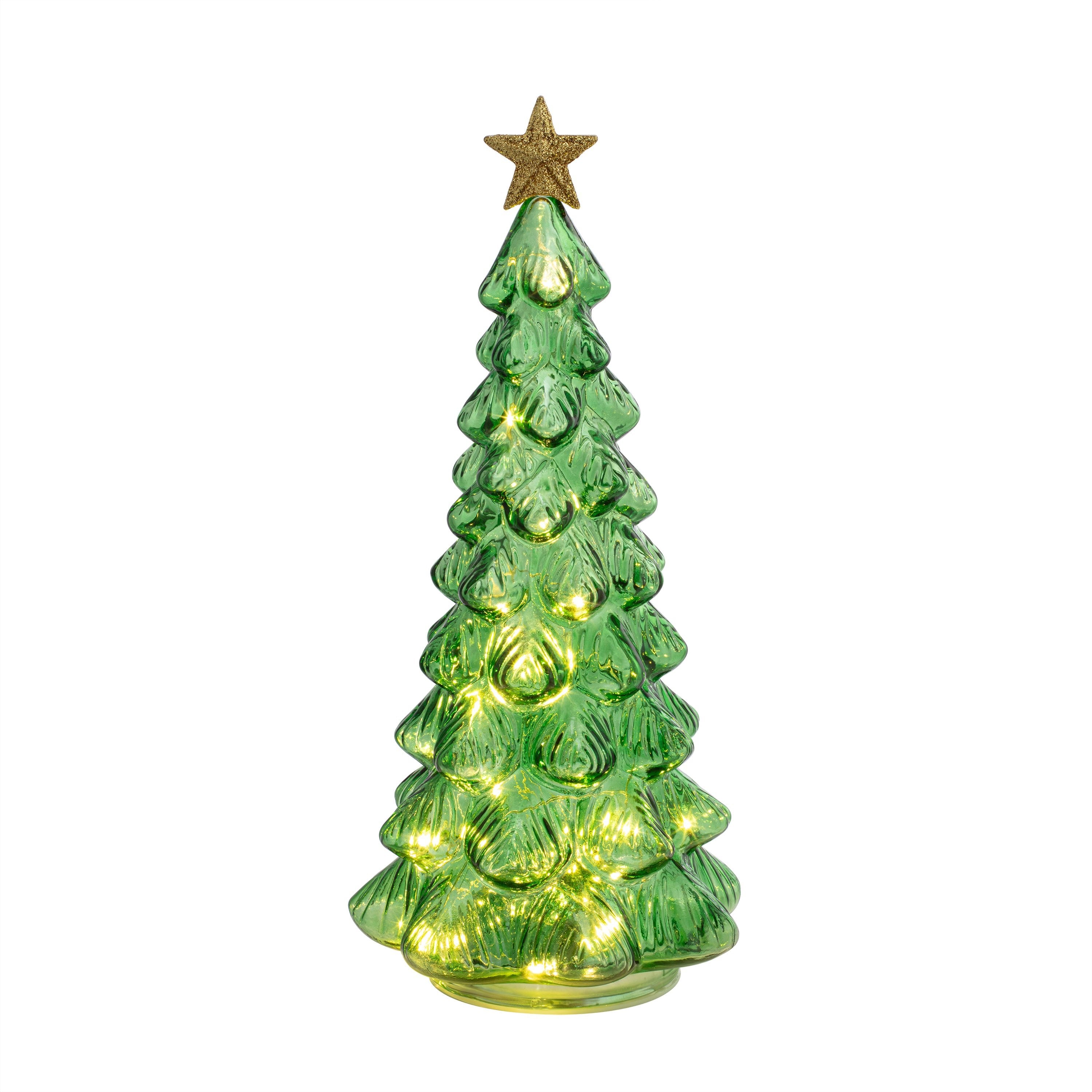 12 in. Lit Twinkling Glass Tree - Green - Mr. Christmas
