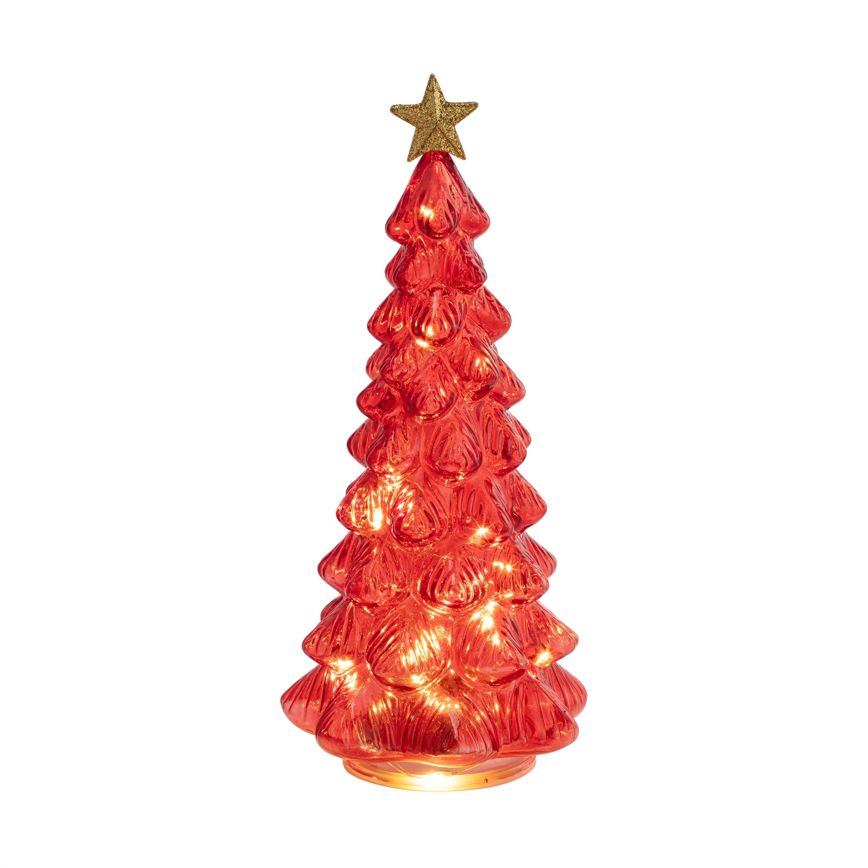 12 in. Lit Twinkling Glass Tree - Red - Mr. Christmas