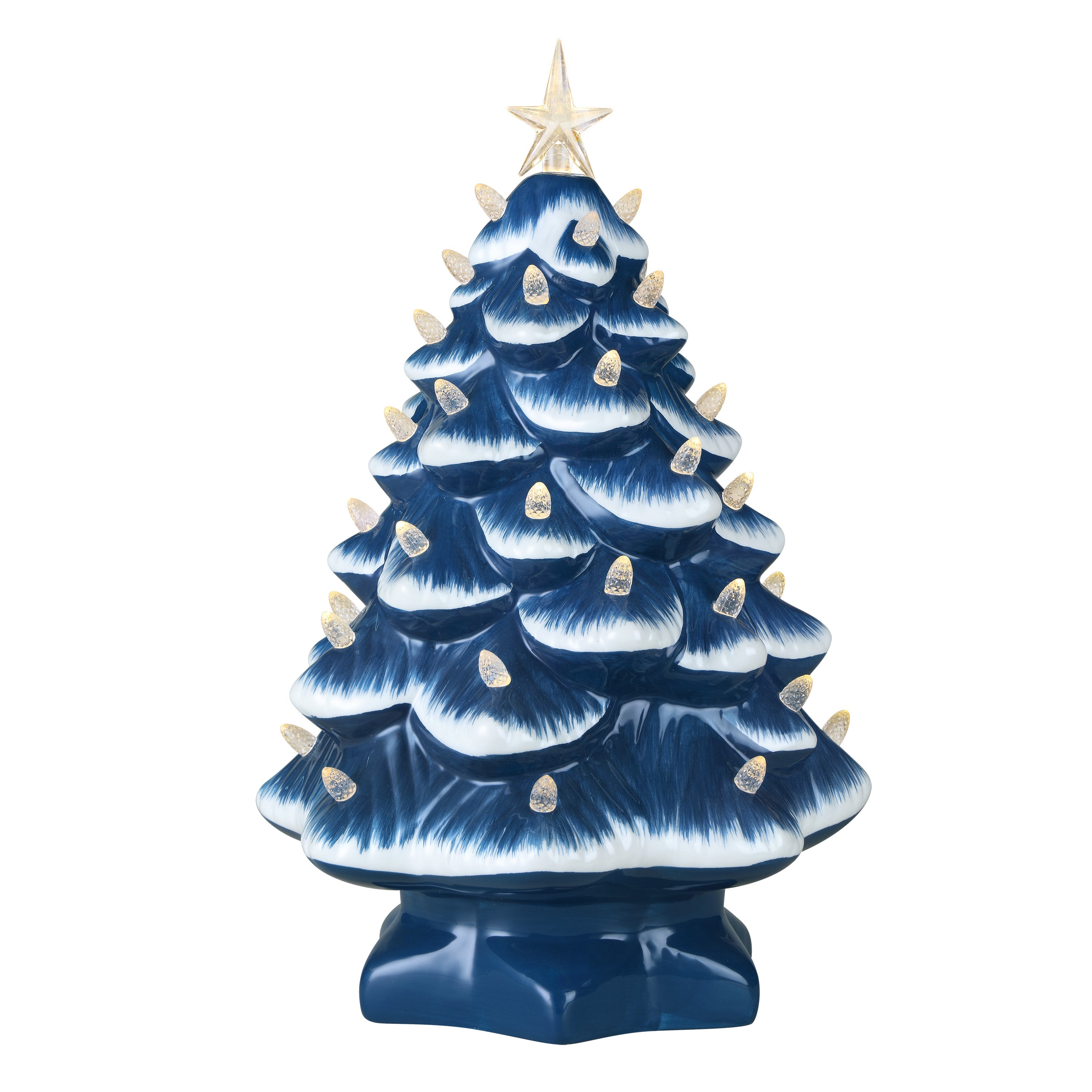14 in. Ceramic Tree - Country Blue Clear - Mr. Christmas