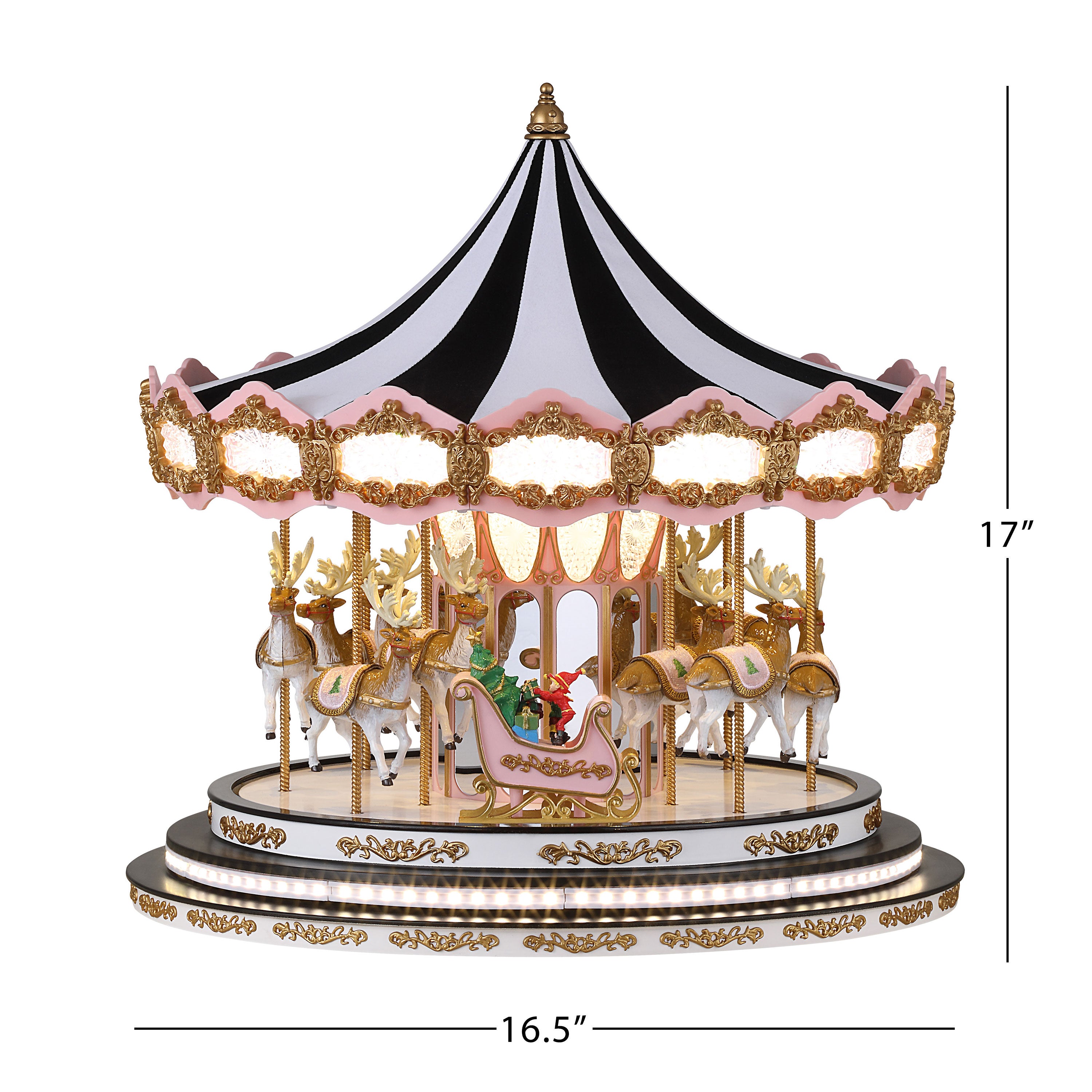 17 in. Deluxe Christmas Carousel - Black & White