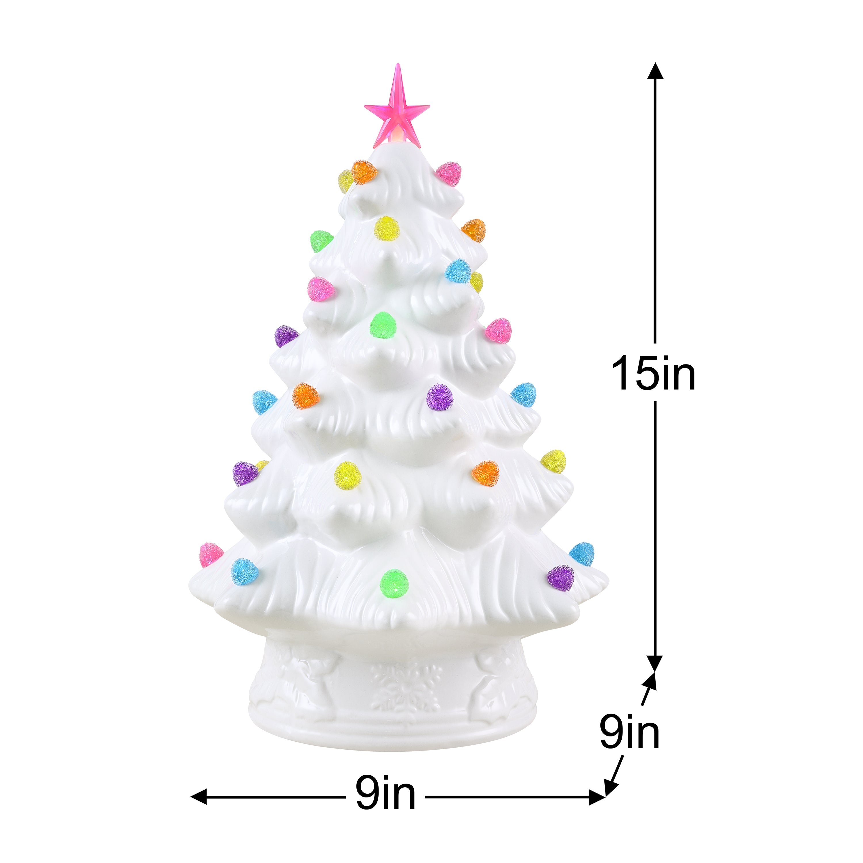 15 in. Nostalgic Ceramic Tree with Gumdrops - White - Mr. Christmas