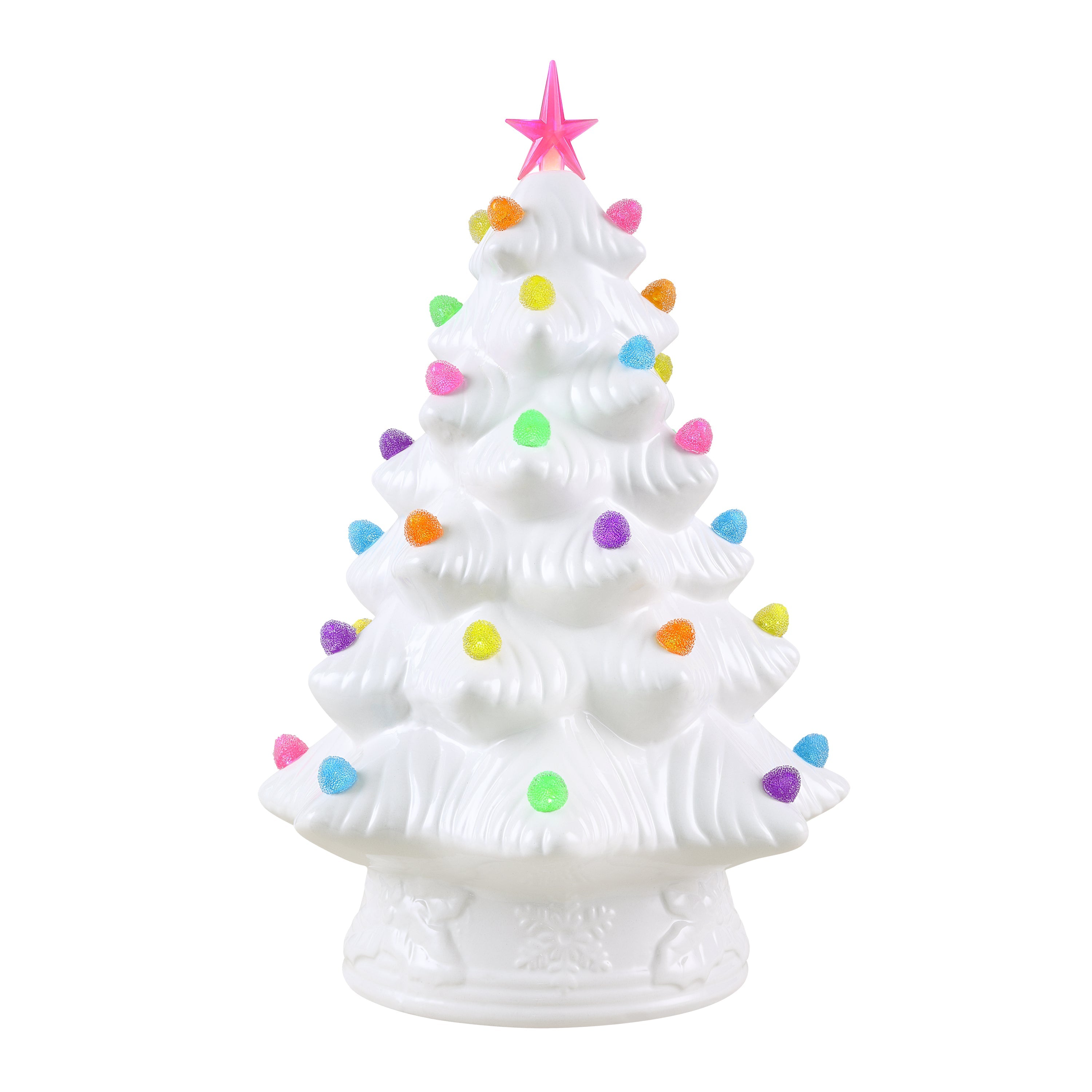 15 in. Nostalgic Ceramic Tree with Gumdrops - White - Mr. Christmas