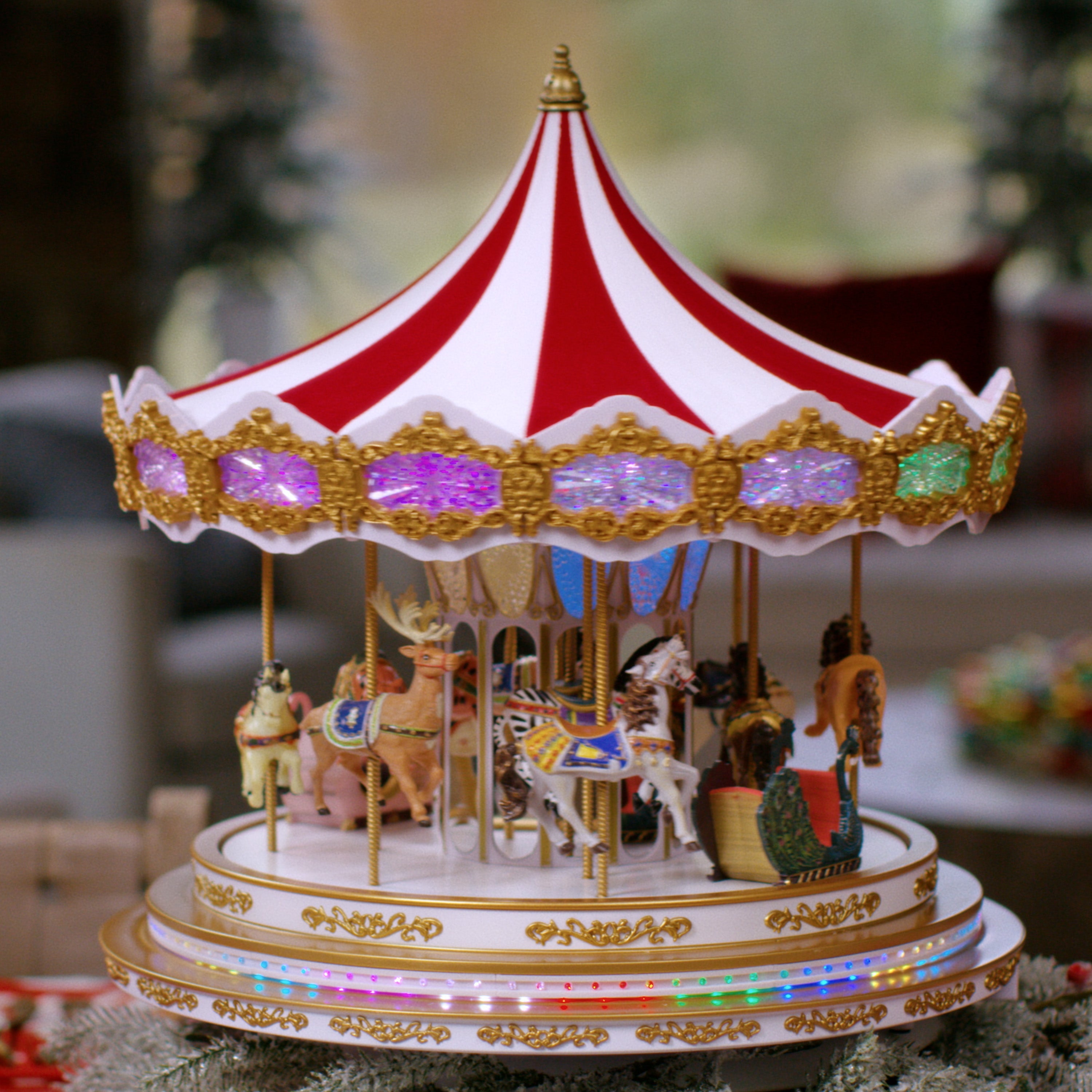 17 in. Animated Light Show Carousel - Mr. Christmas