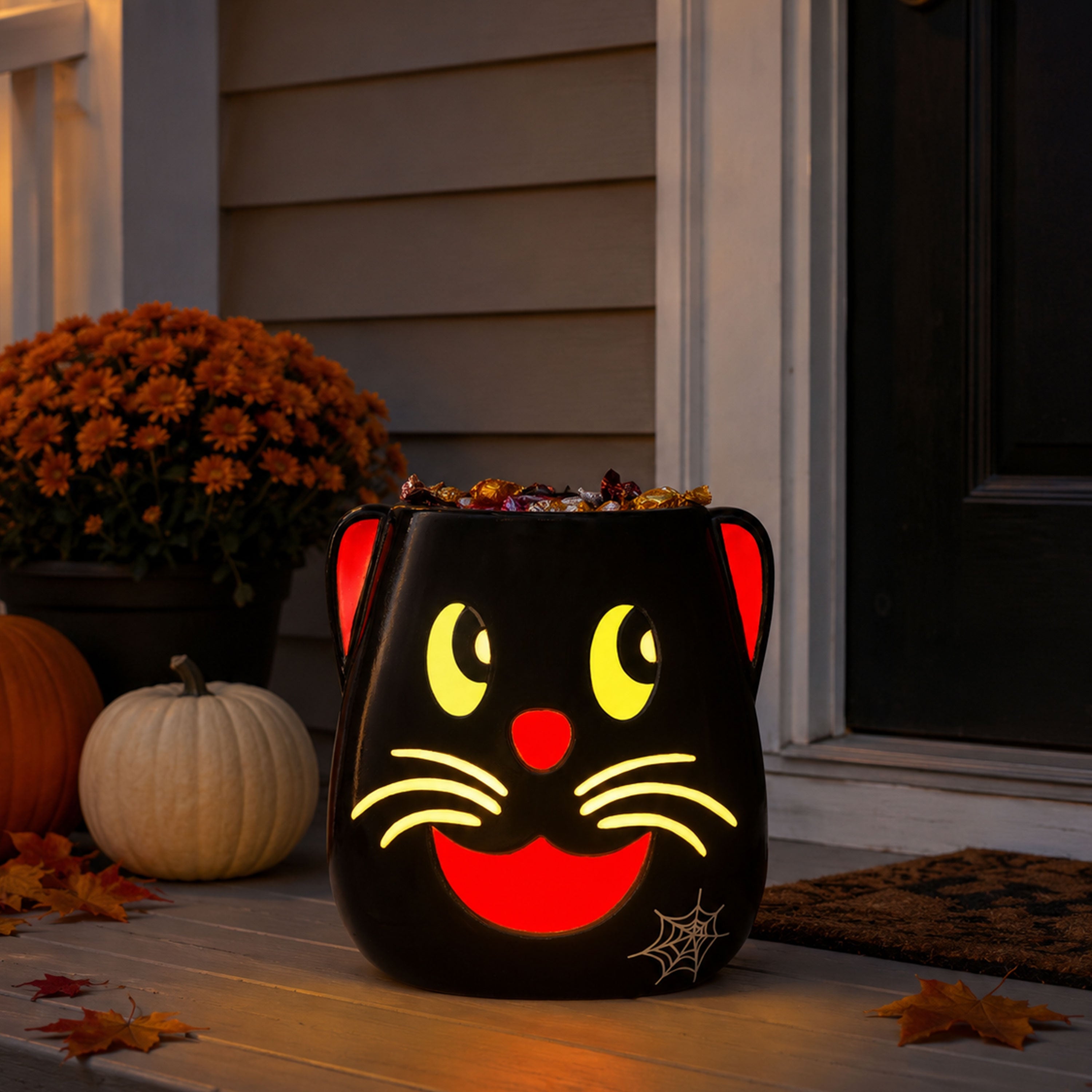 18 in. Black Cat Blow Mold Candy Bowl - Mr. Christmas