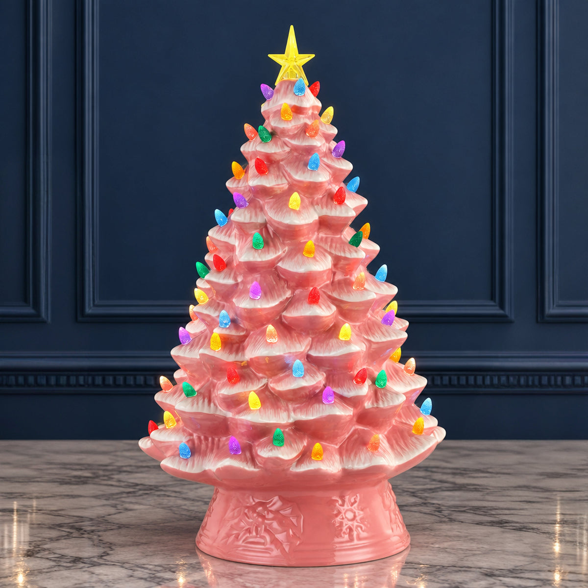 18 in. Nostalgic Ceramic Tree - Pink - Mr. Christmas