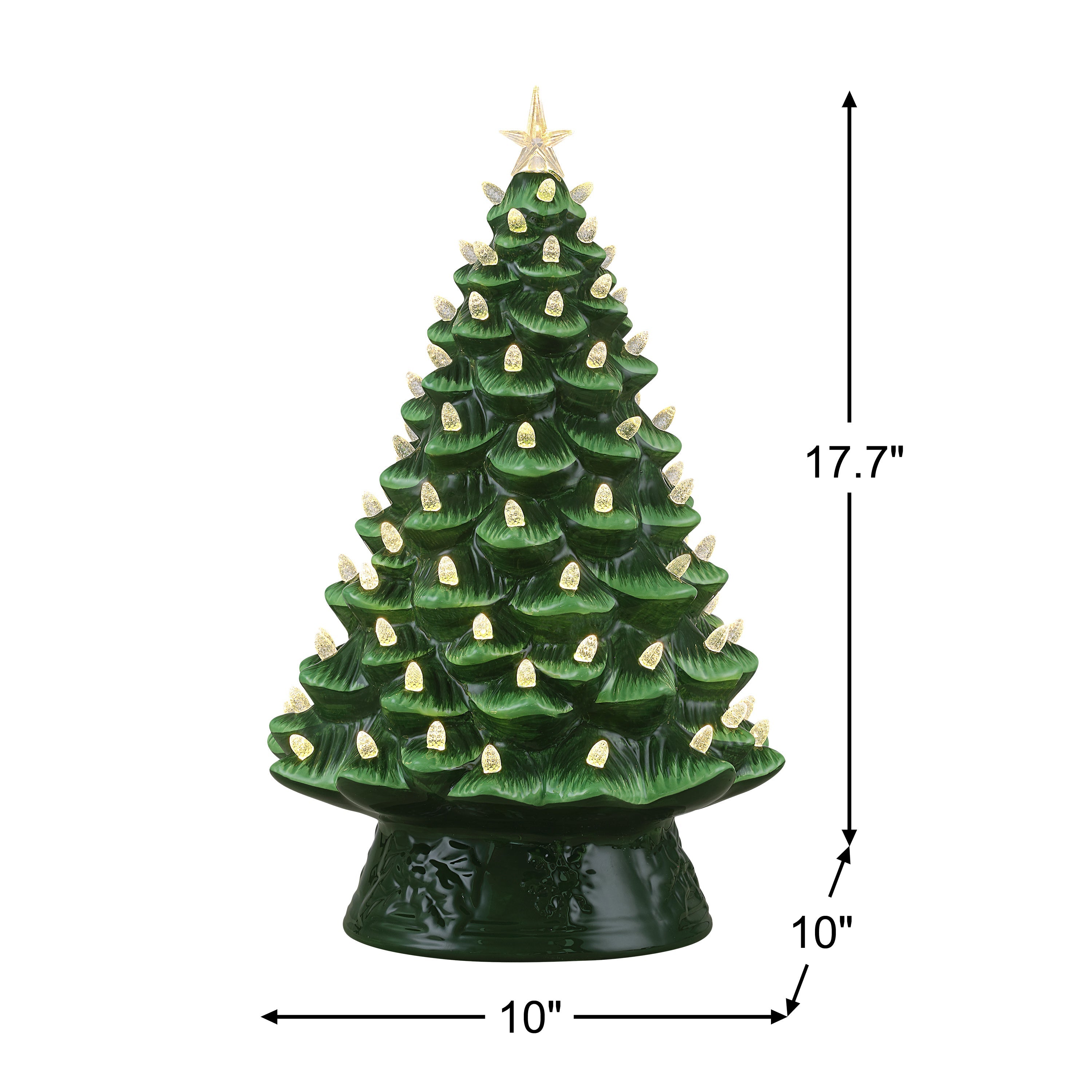 18 in. Nostalgic Ceramic Tree with White Lights - Green - Mr. Christmas