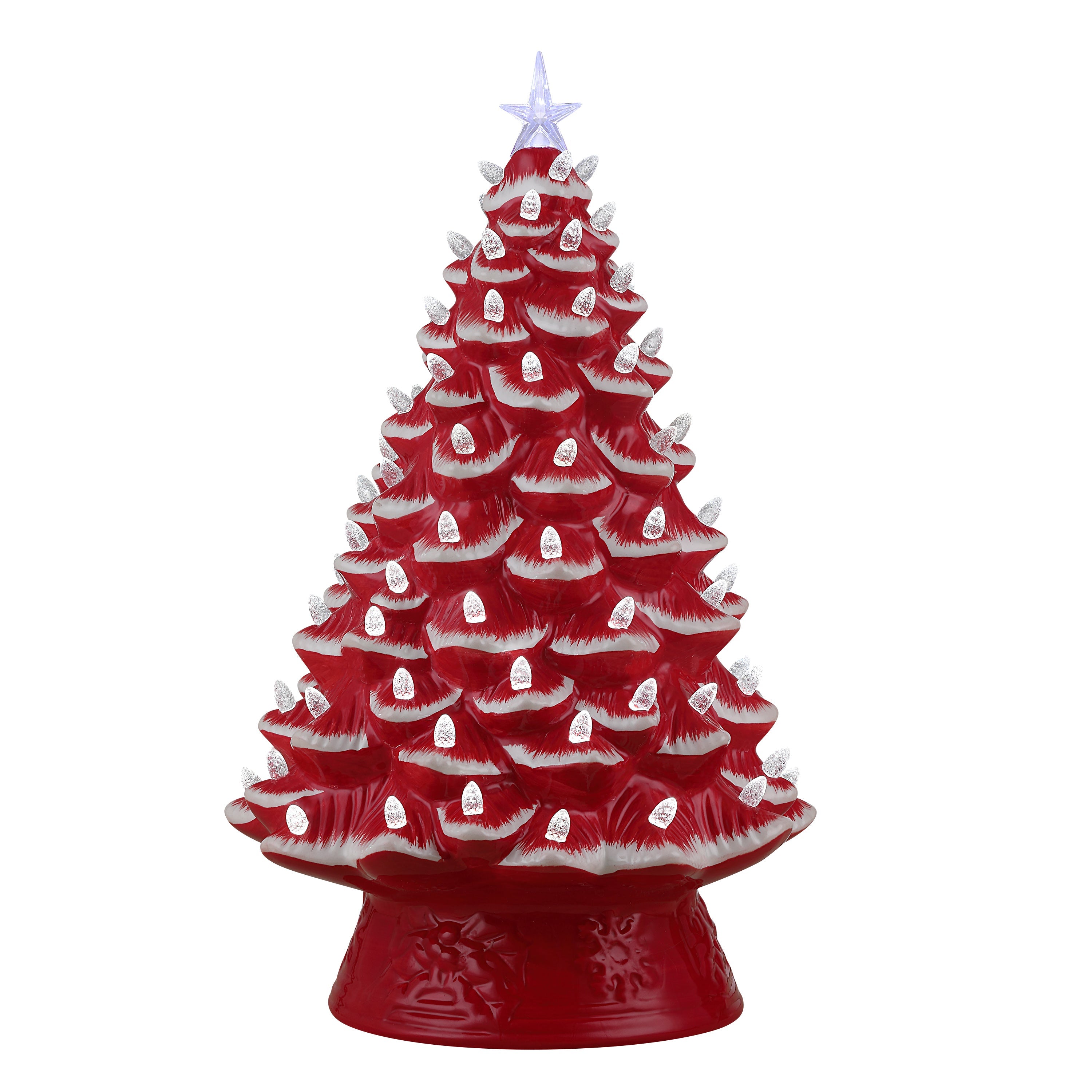 18 in. Nostalgic Ceramic Tree with White Lights - Red - Mr. Christmas