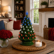 24 in. Green Nostalgic Ceramic Tree with Light Show - Mr. Christmas