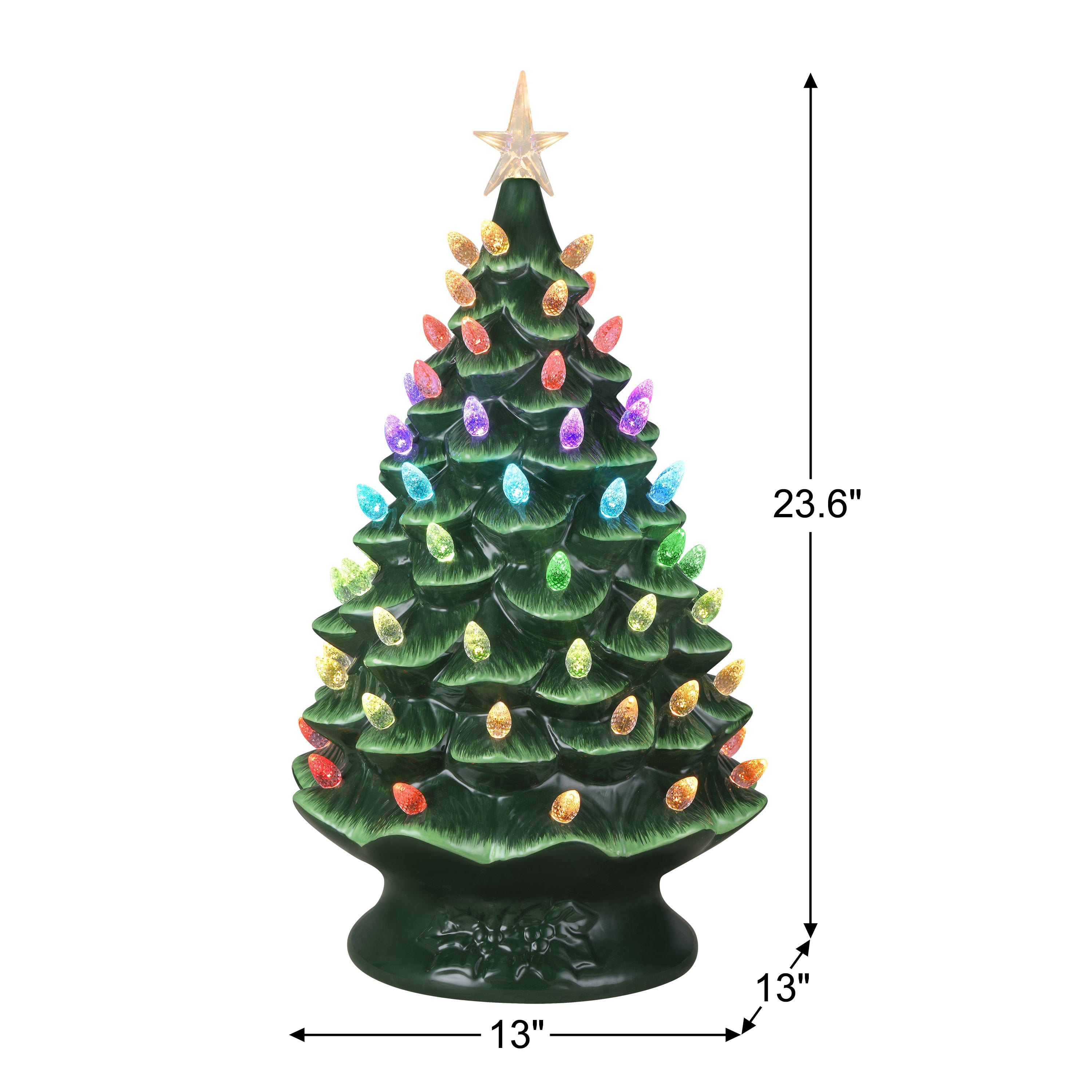 24 in. Green Nostalgic Ceramic Tree with RGB Lightshow - Mr. Christmas
