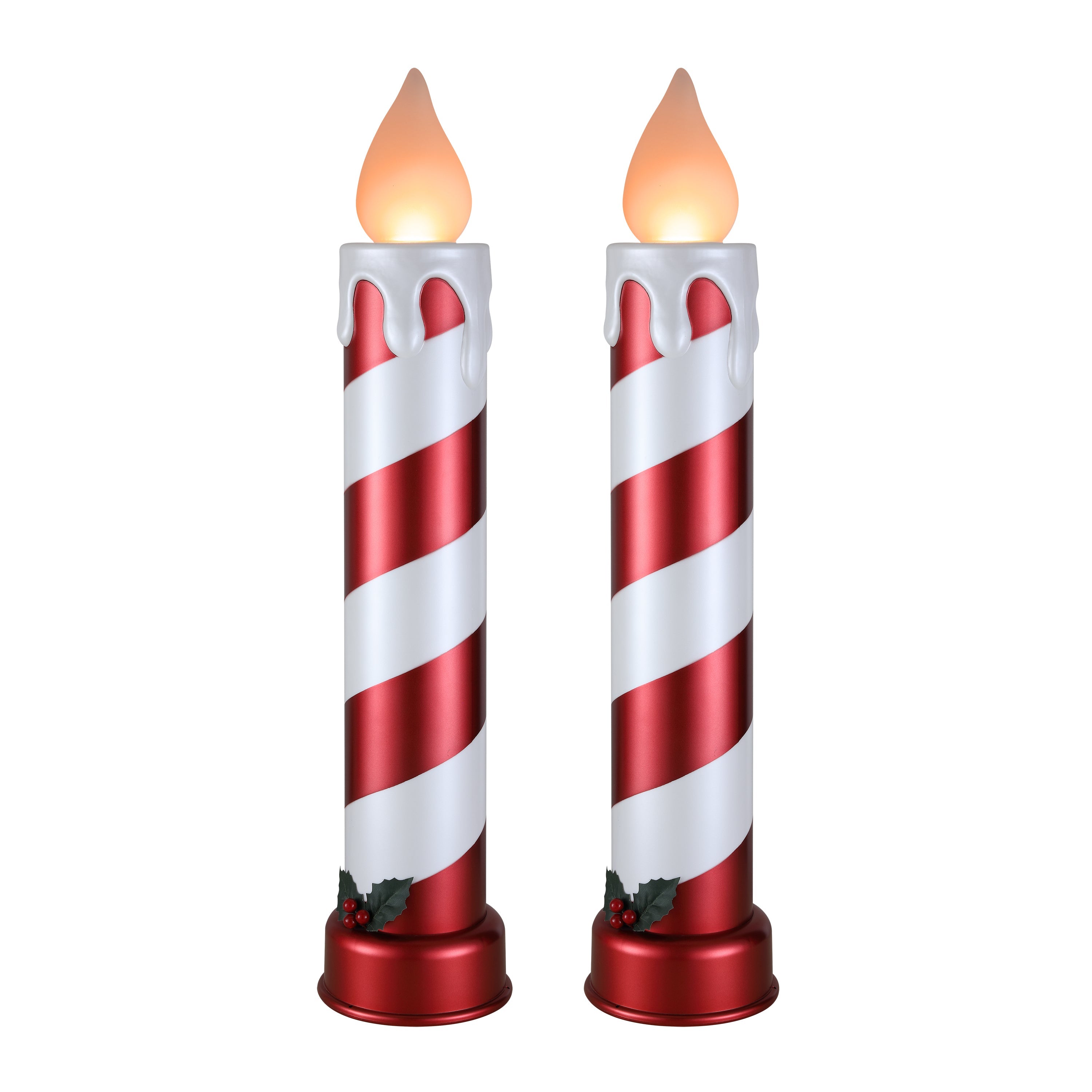 36 in. Striped Metallic Blow Mold Candles - Red and White - Mr. Christmas