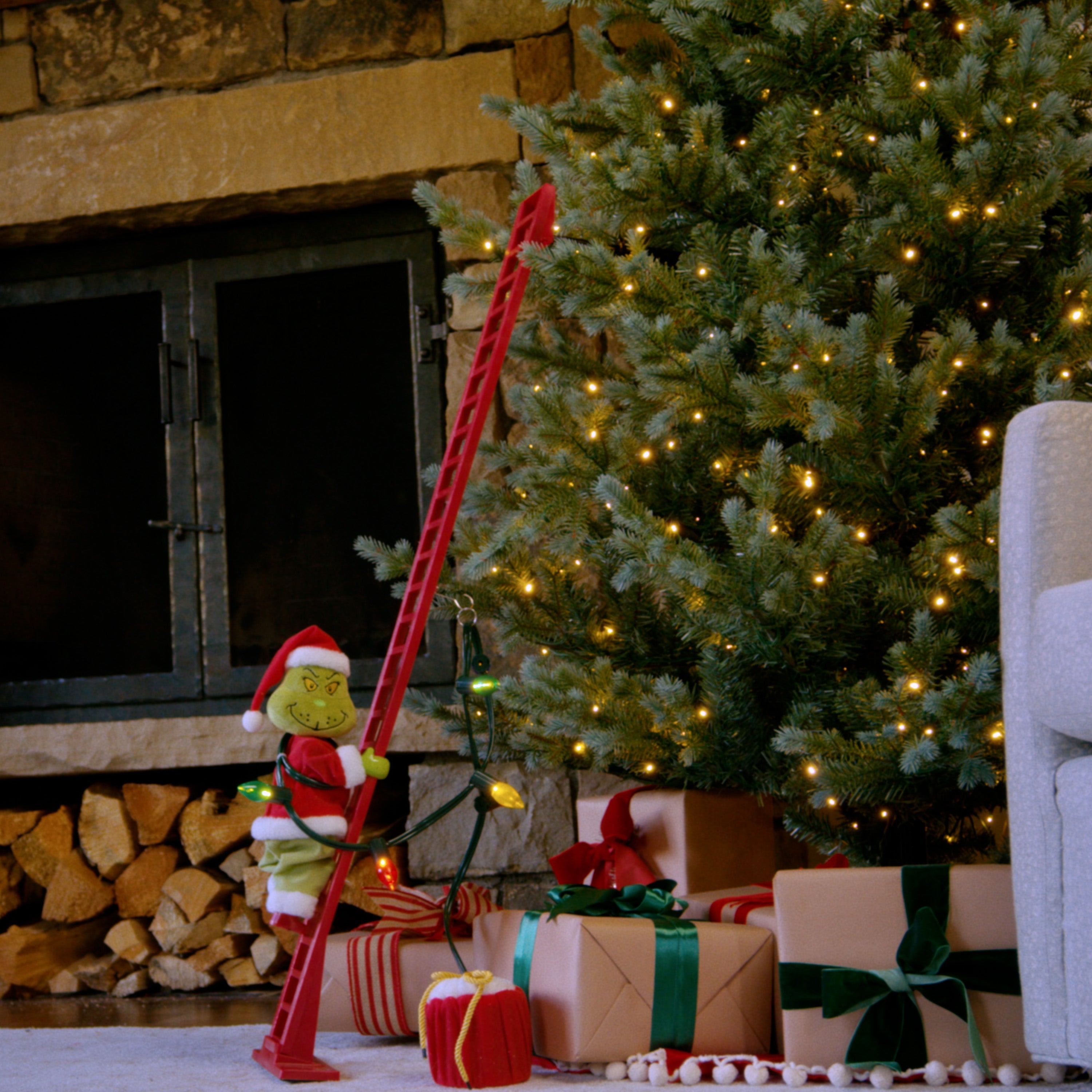 43 in. Animated Ladder Climbing Grinch - Mr. Christmas