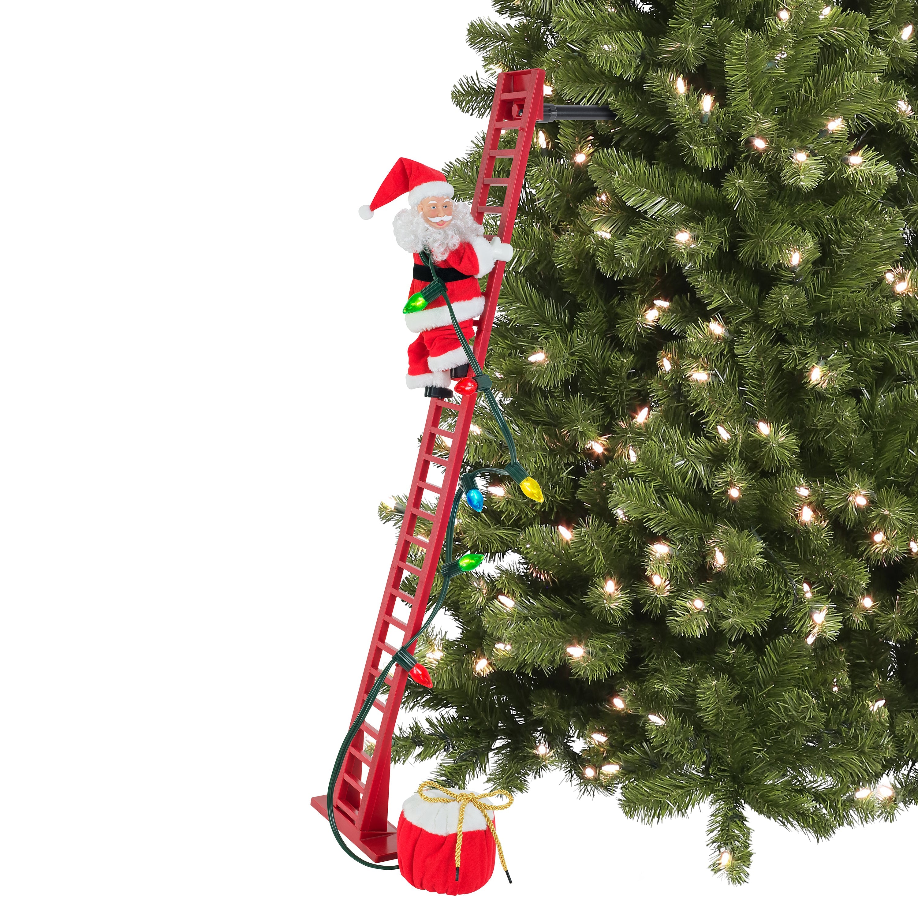 43 in. Animated Ladder Climbing White Santa - Mr. Christmas