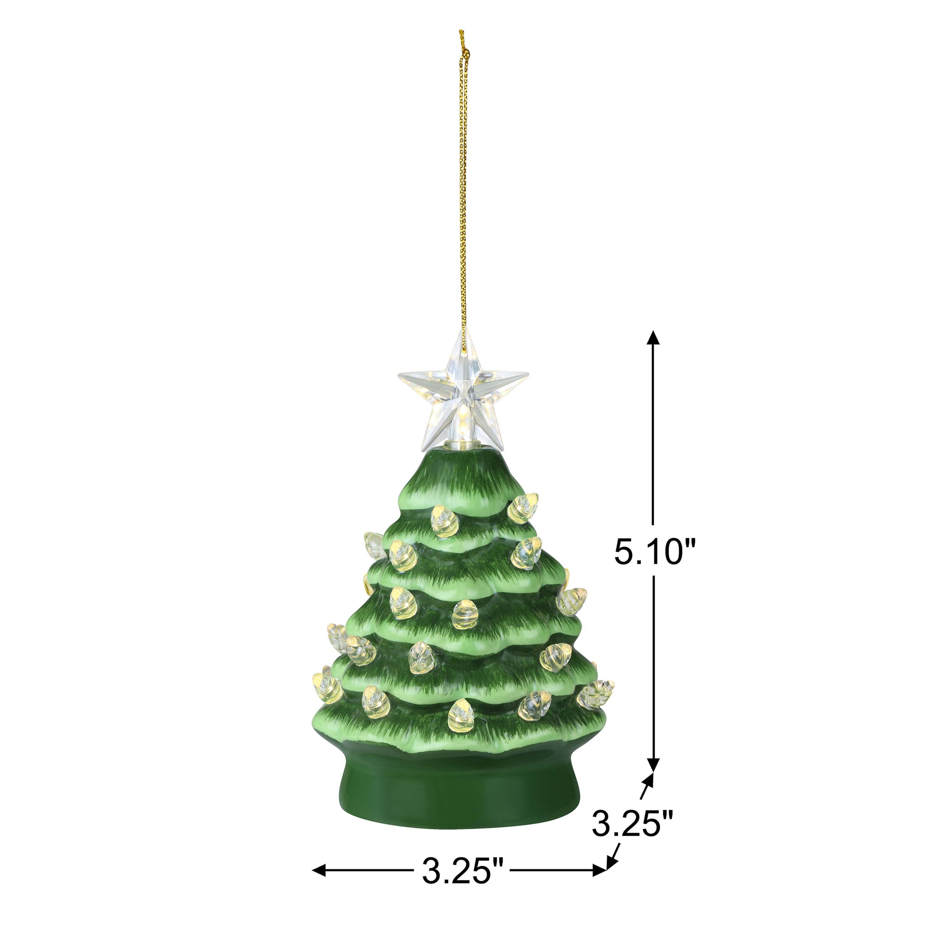5 in. Ceramic Tree - Green with Clear White Bulbs - Mr. Christmas