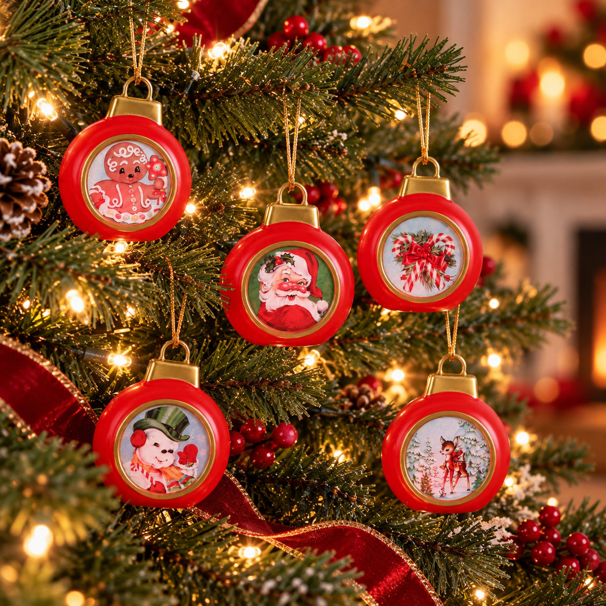 5 in. Illuminated Blow Mold Ornaments - Set of 5 - Mr. Christmas