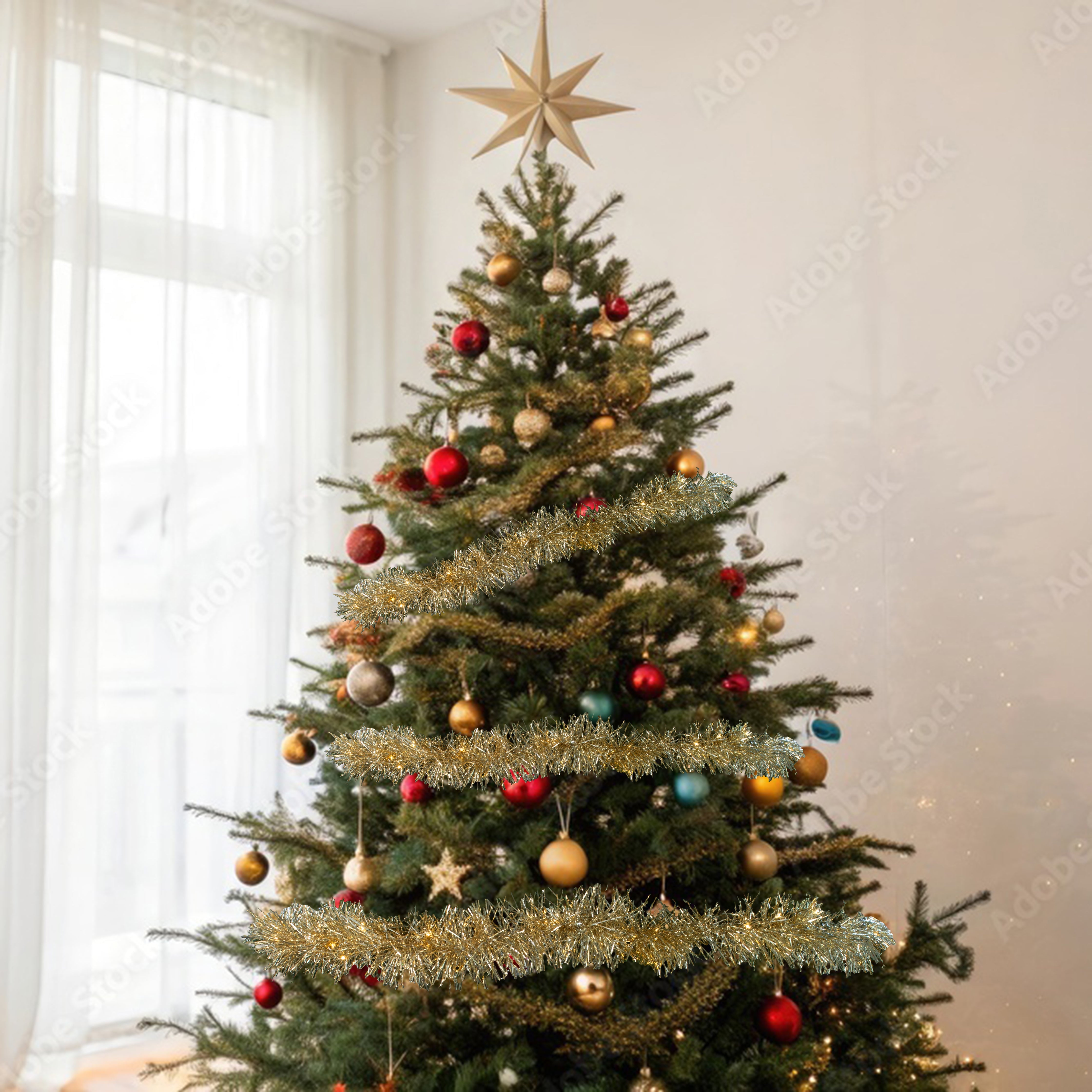 6 ft. Lit Tinsel Garland - Gold - Mr. Christmas