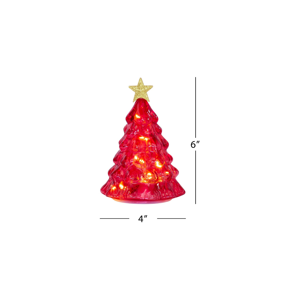 6 in. Twinkling Glass Trees - Red - Mr. Christmas