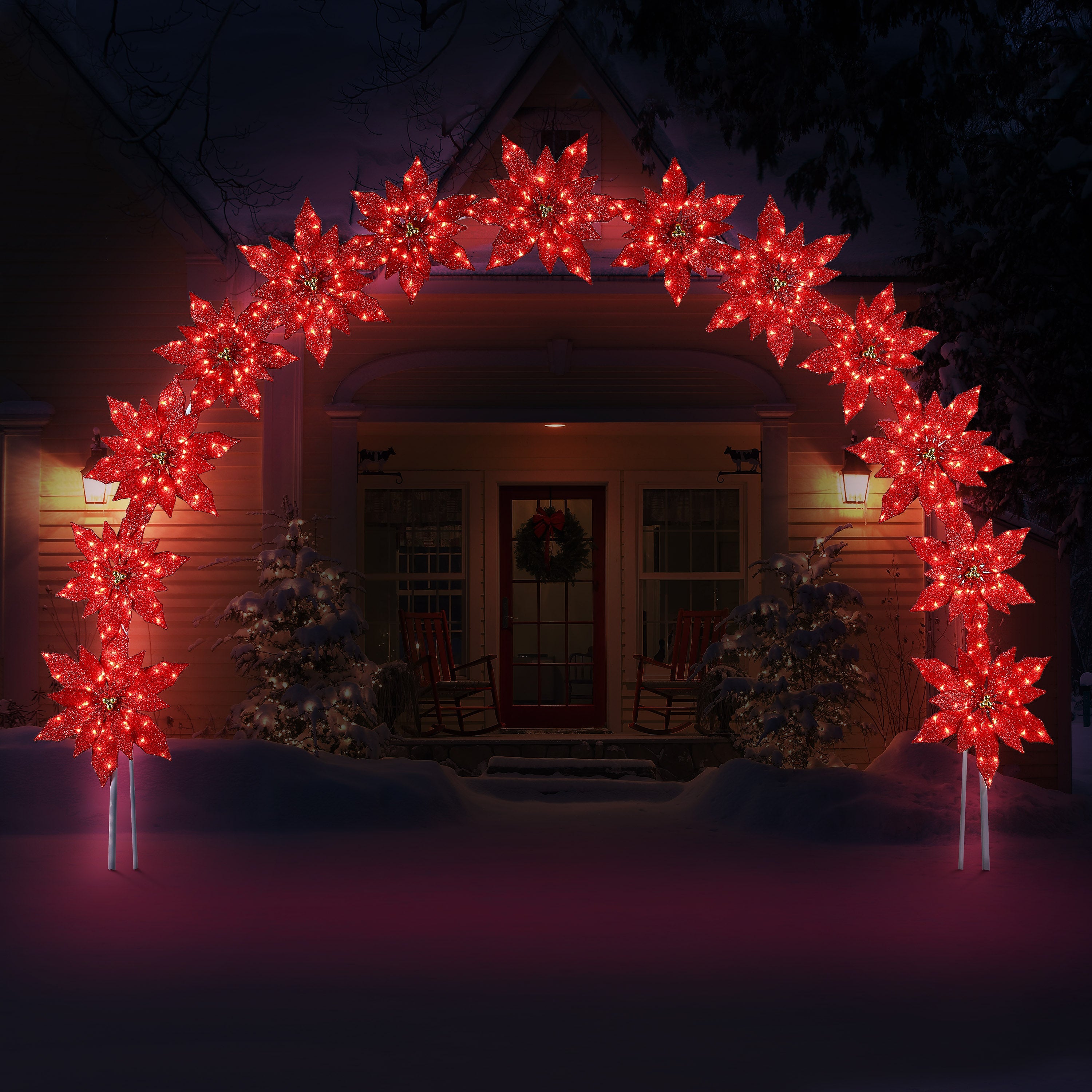 8.5 ft. Twinkling LED Poinsettia Arch - Mr. Christmas