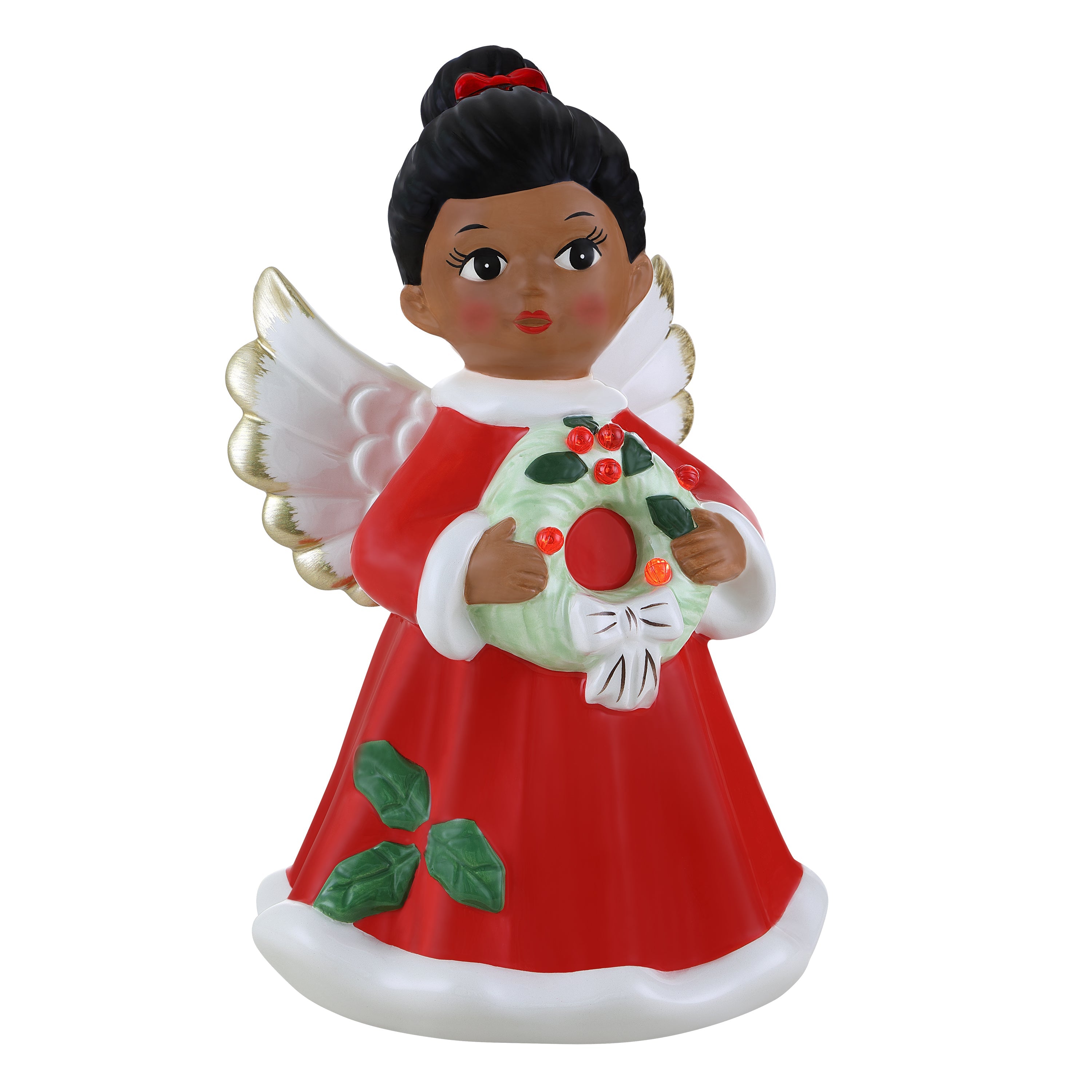 9 in. Lit Ceramic Black Angel - Mr. Christmas