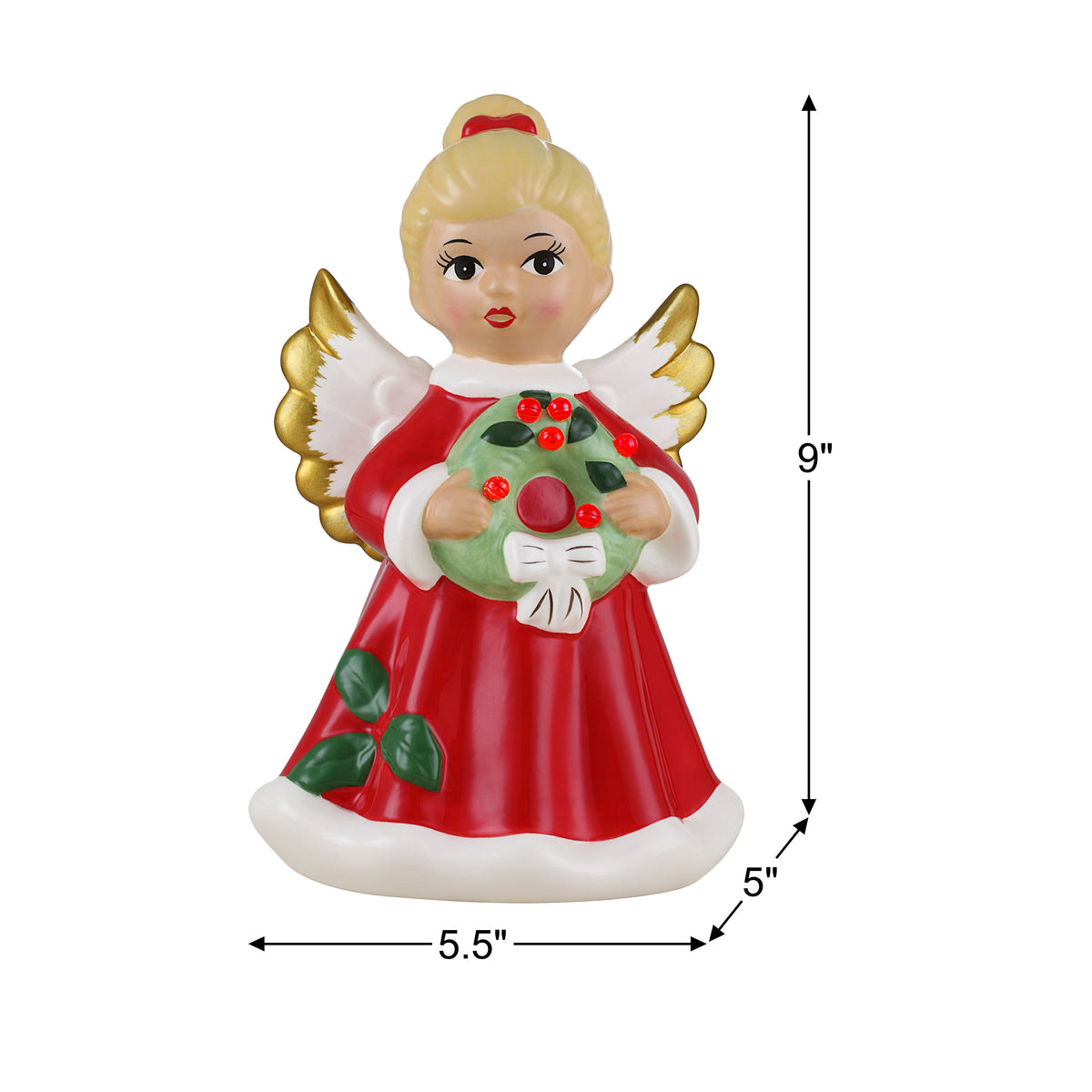 9 in. Lit Ceramic White Angel - Mr. Christmas