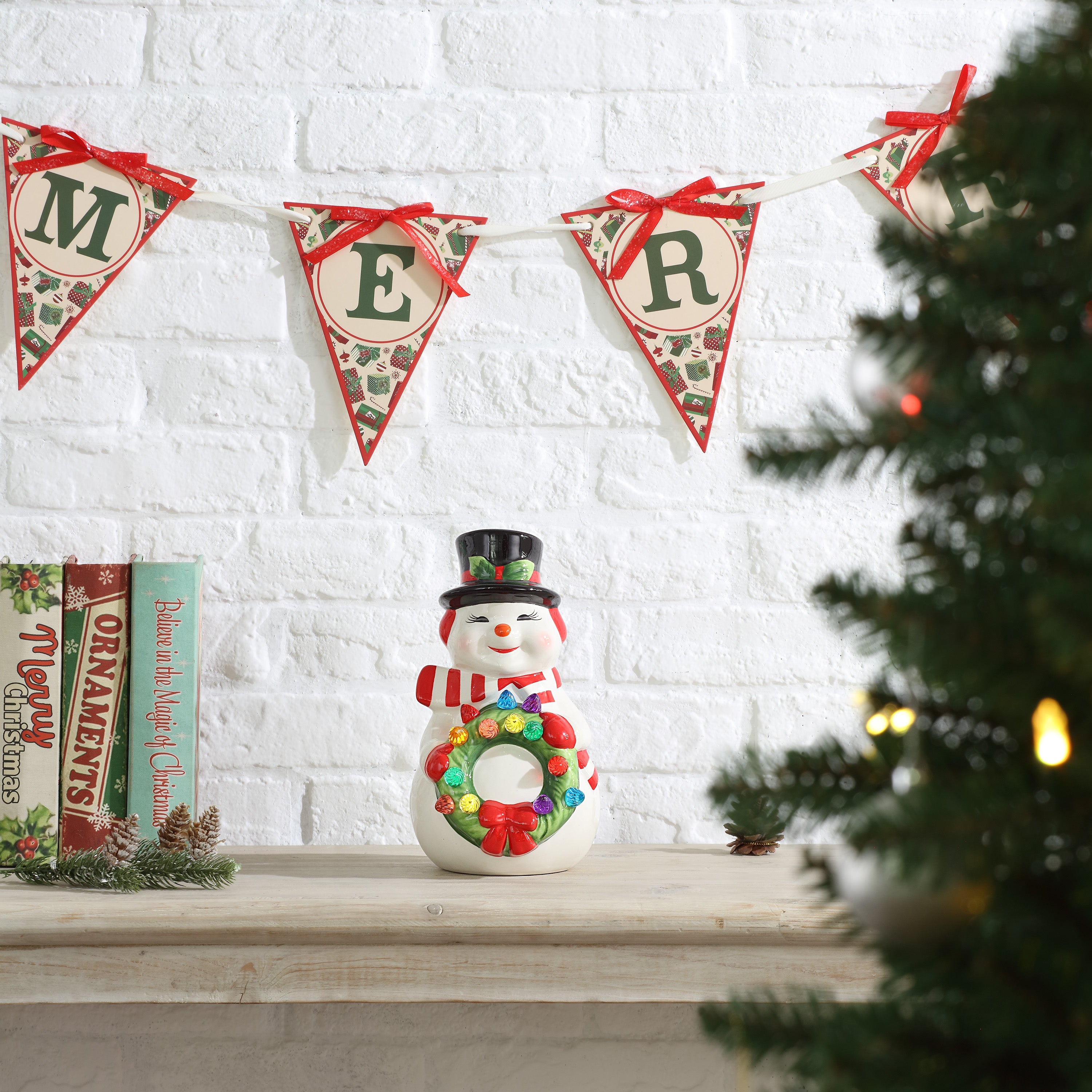 9 in. Nostalgic Ceramic Figure - Snowman - Mr. Christmas