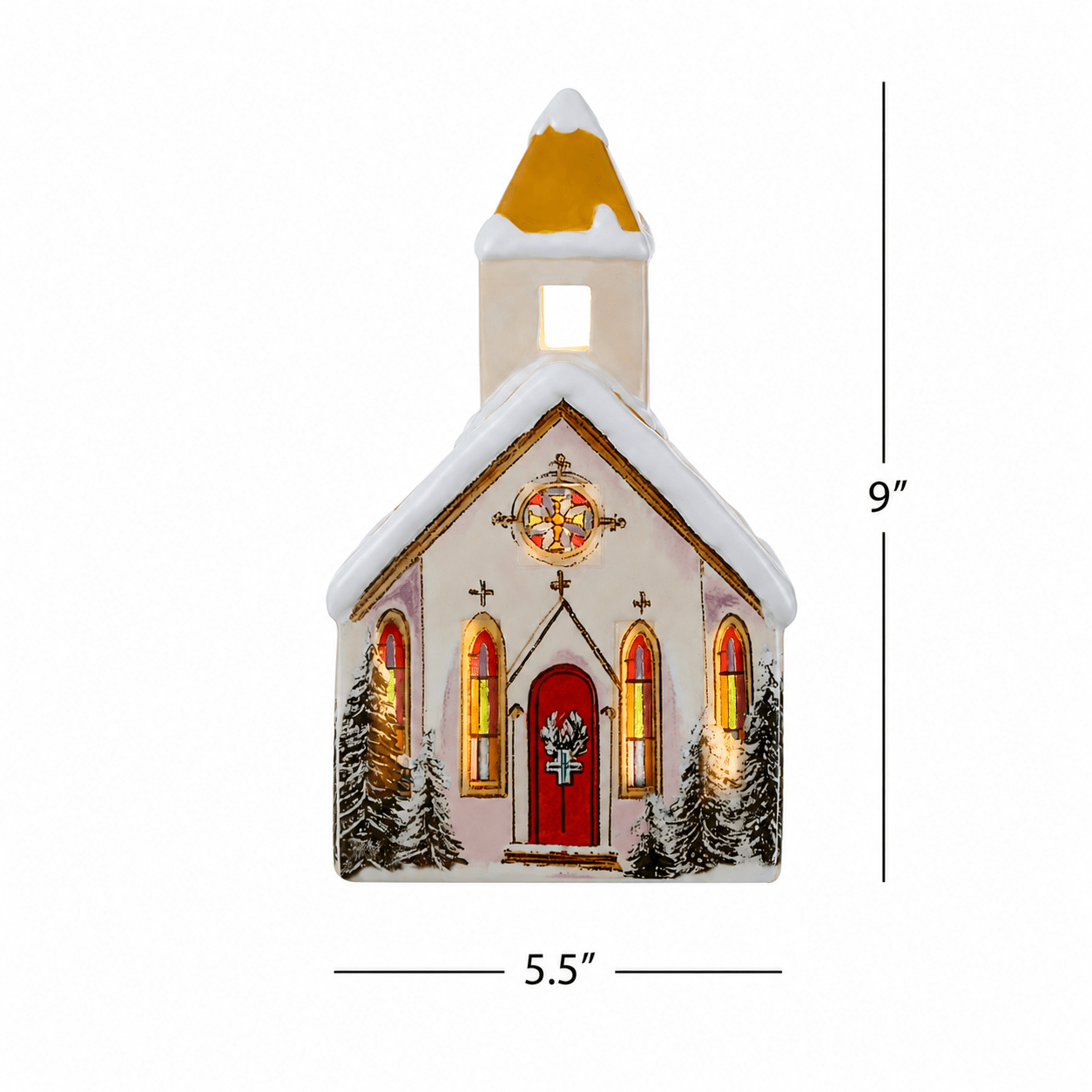 9.5 in. Lit Ceramic Vintage Village Church - Mr. Christmas