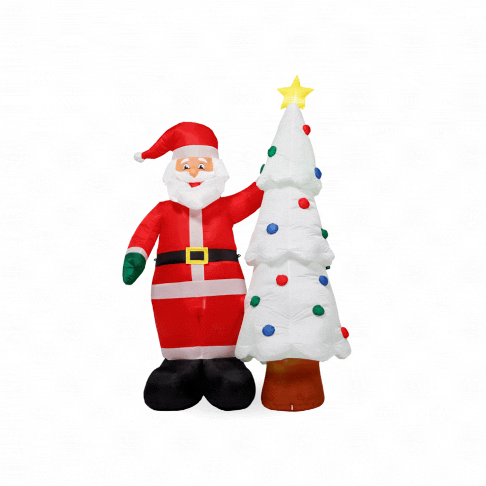 7 ft. Outdoor Lit Inflatable - Santa and Tree