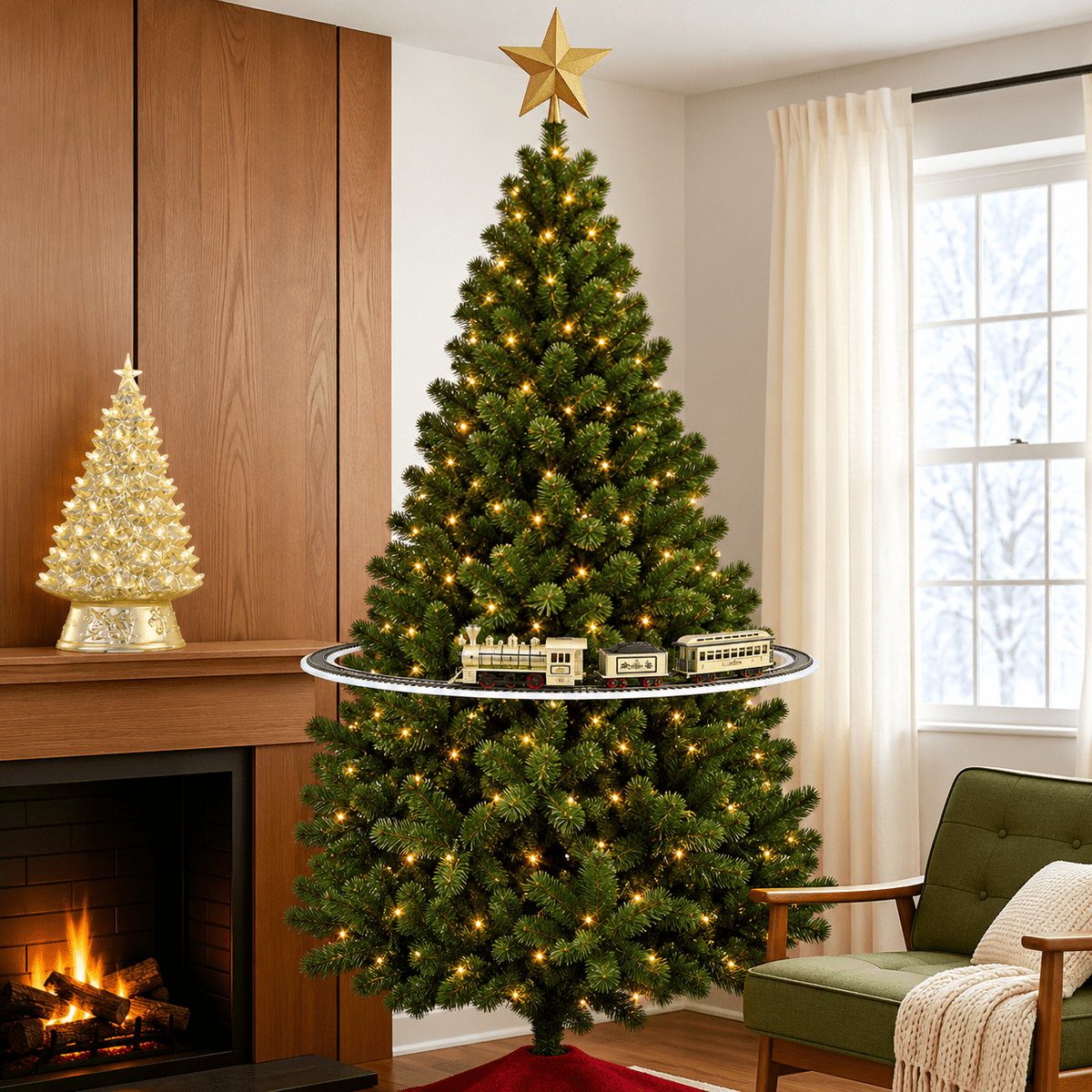 Animated Train Around the Tree - Gold - Mr. Christmas