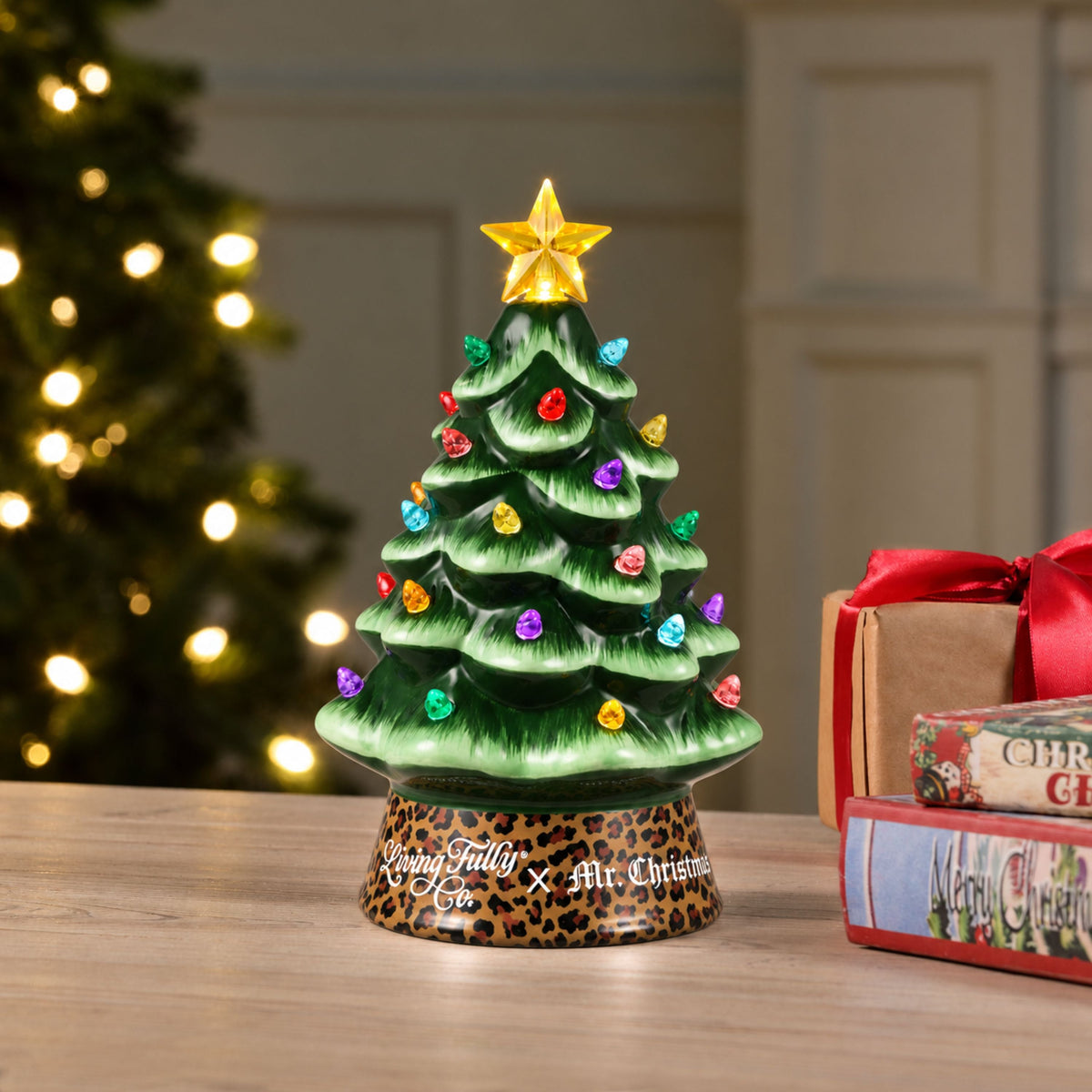 Living Fully x Mr. Christmas 8 in. Ceramic Leopard Tree - Mr. Christmas
