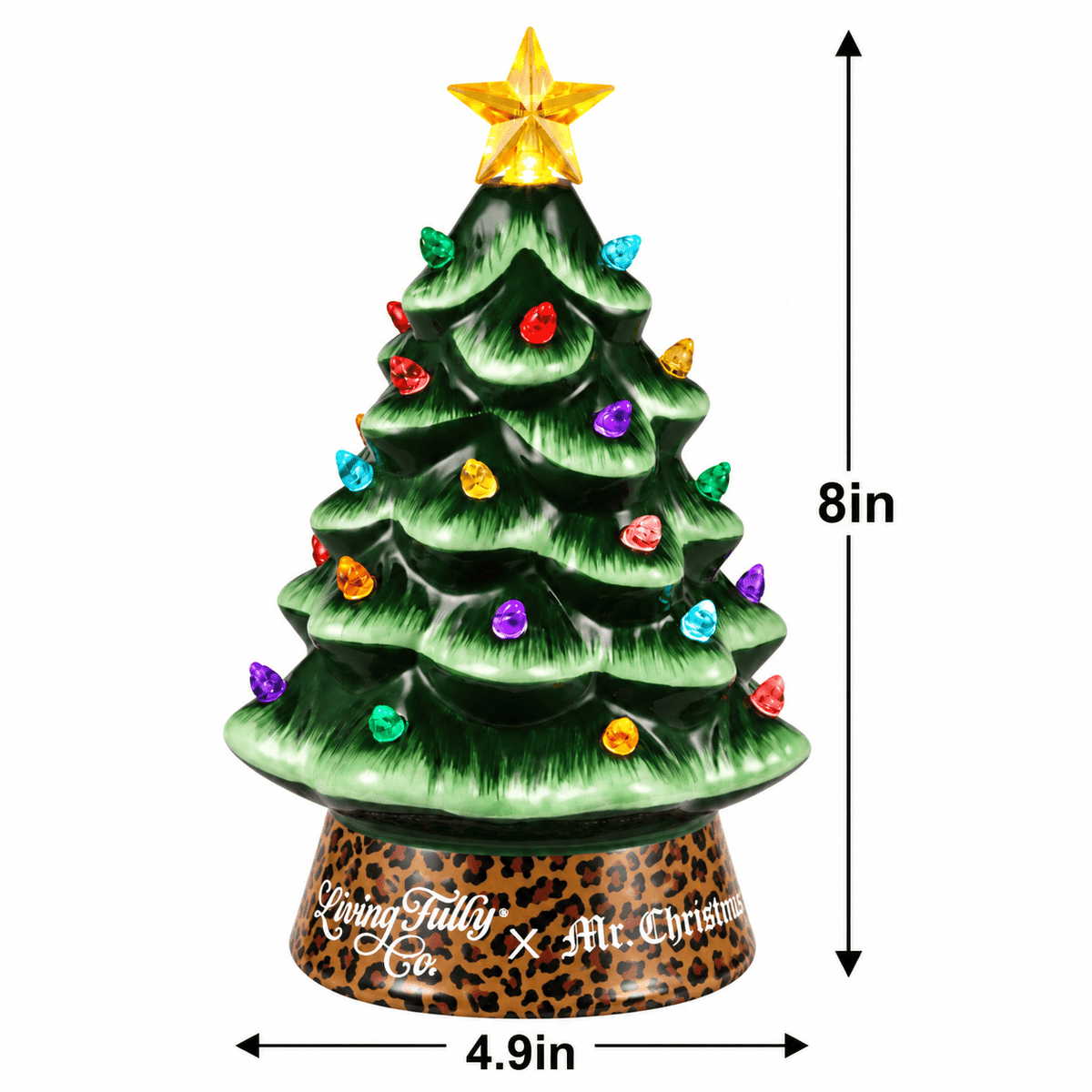 Living Fully x Mr. Christmas 8 in. Ceramic Leopard Tree - Mr. Christmas
