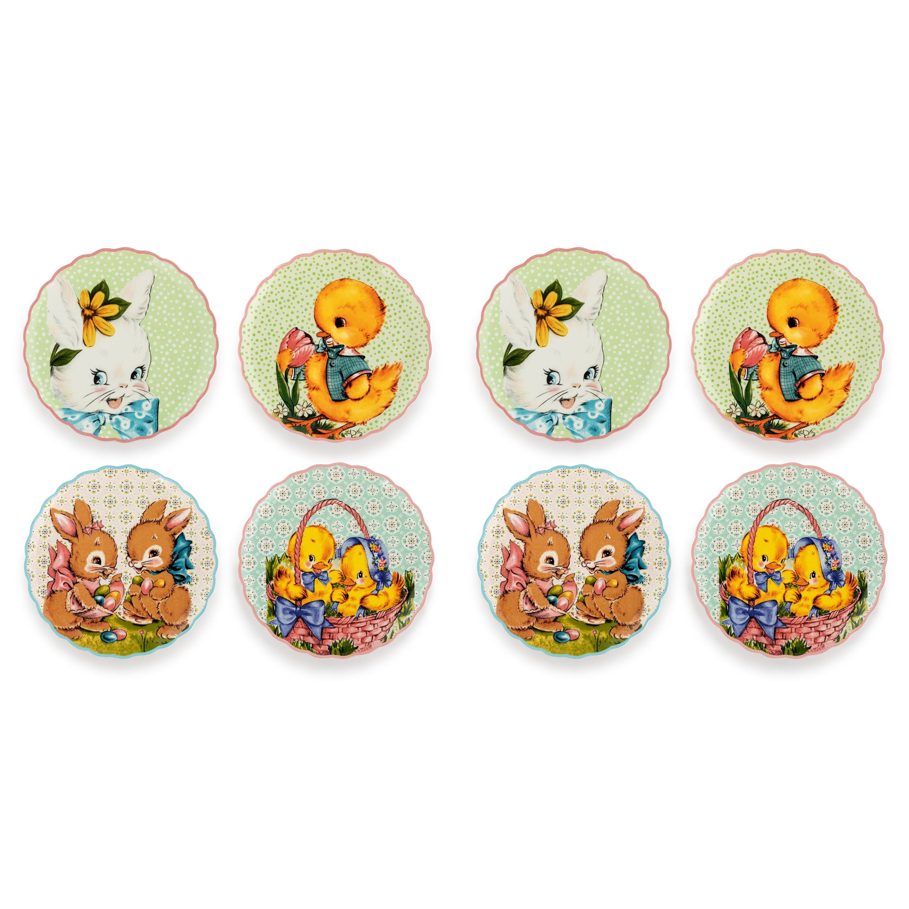 Mr. Cottontail 8 in. Ceramic Set of 8 Easter Plates - Mr. Christmas