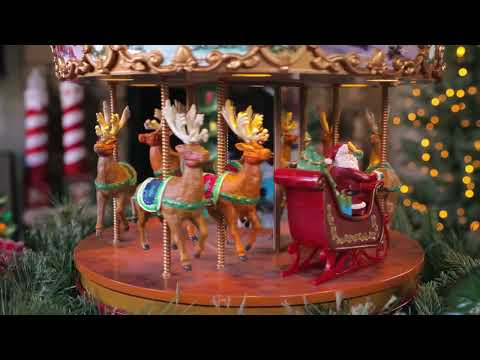 Load video: 12 in. Animated Very Merry Carousel