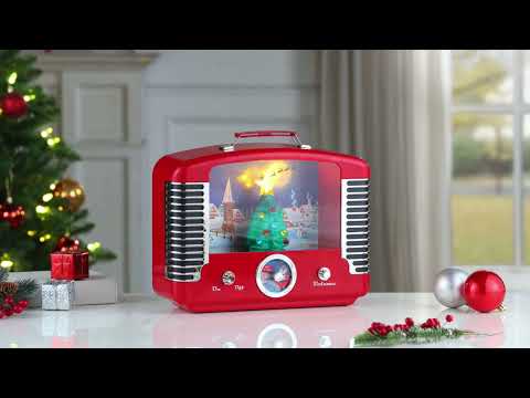 Load video: 12 in. Nostalgic Tree Radio - Red