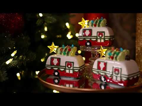 4.5" Set of 2 Ceramic Retro Vehicle Ornaments Video