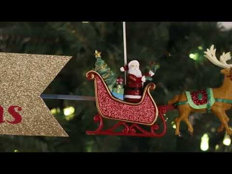 90th Anniversary Collection - Animated Santa's Sleigh Tree Topper with Banner Video