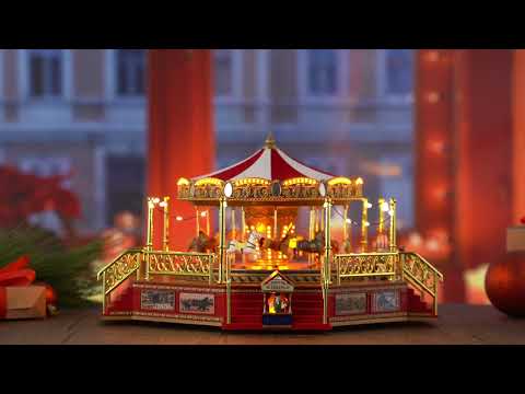 Load video: 14 in. Animated World's Fair Boardwalk Carousel