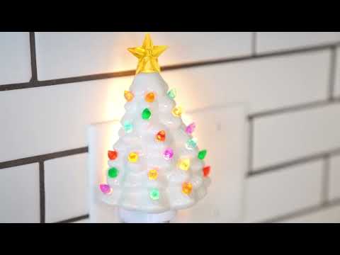 Load video: 6 in. Nostalgic Ceramic Tree Nightlight - White