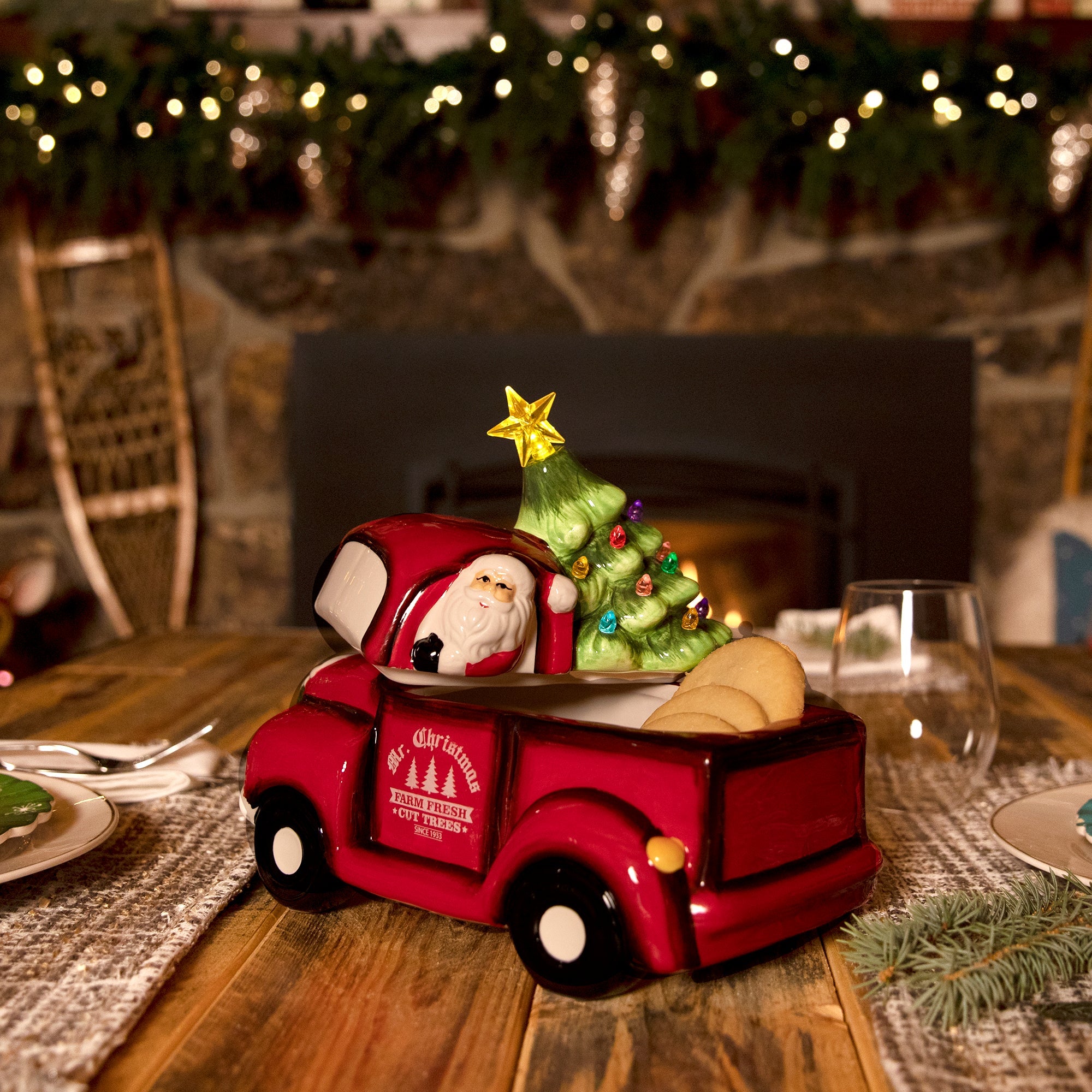 10.5" Nostalgic Ceramic Lit Truck Cookie Jar - Mr. Christmas