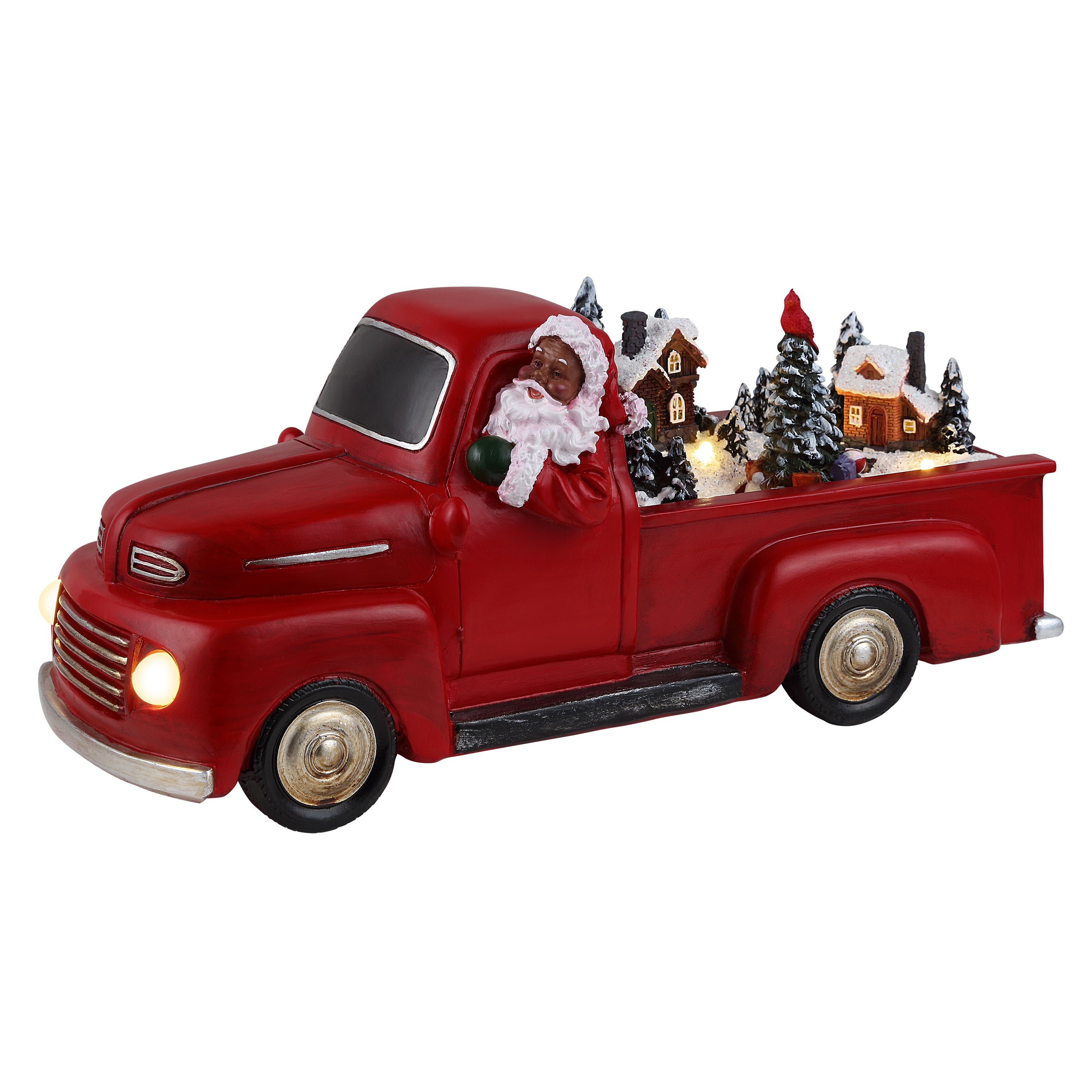 11" Animated Nostalgic Red Truck - Black Santa - Mr. Christmas