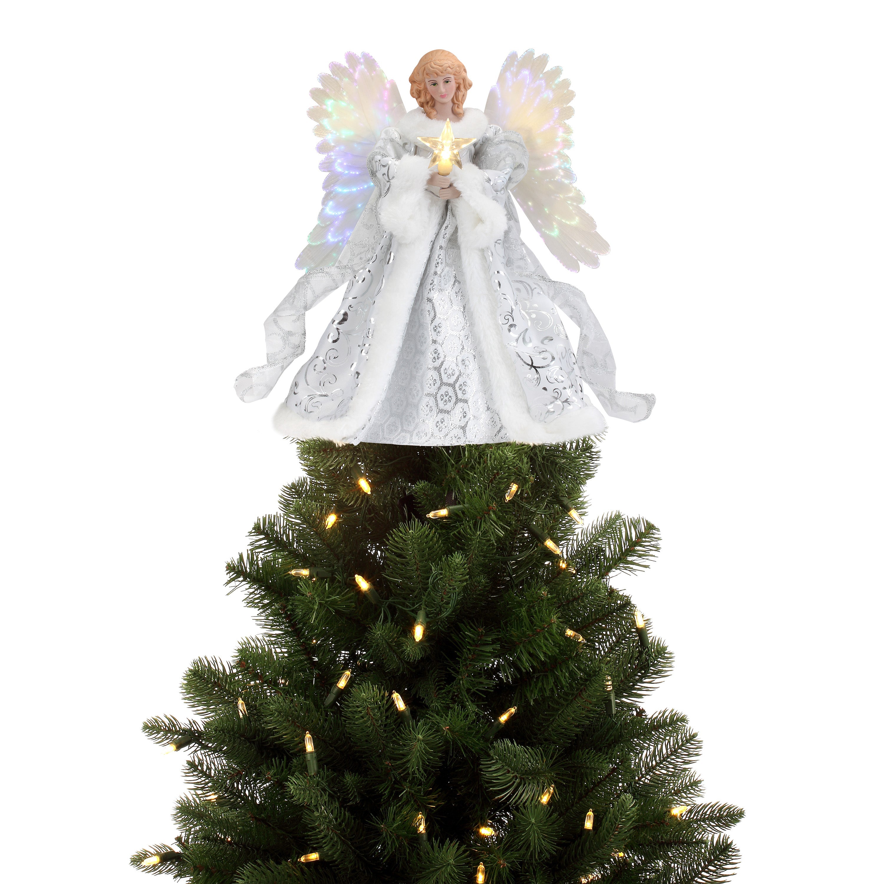12 in. Fiber-Optic Animated Tree Topper - White Angel – Mr. Christmas