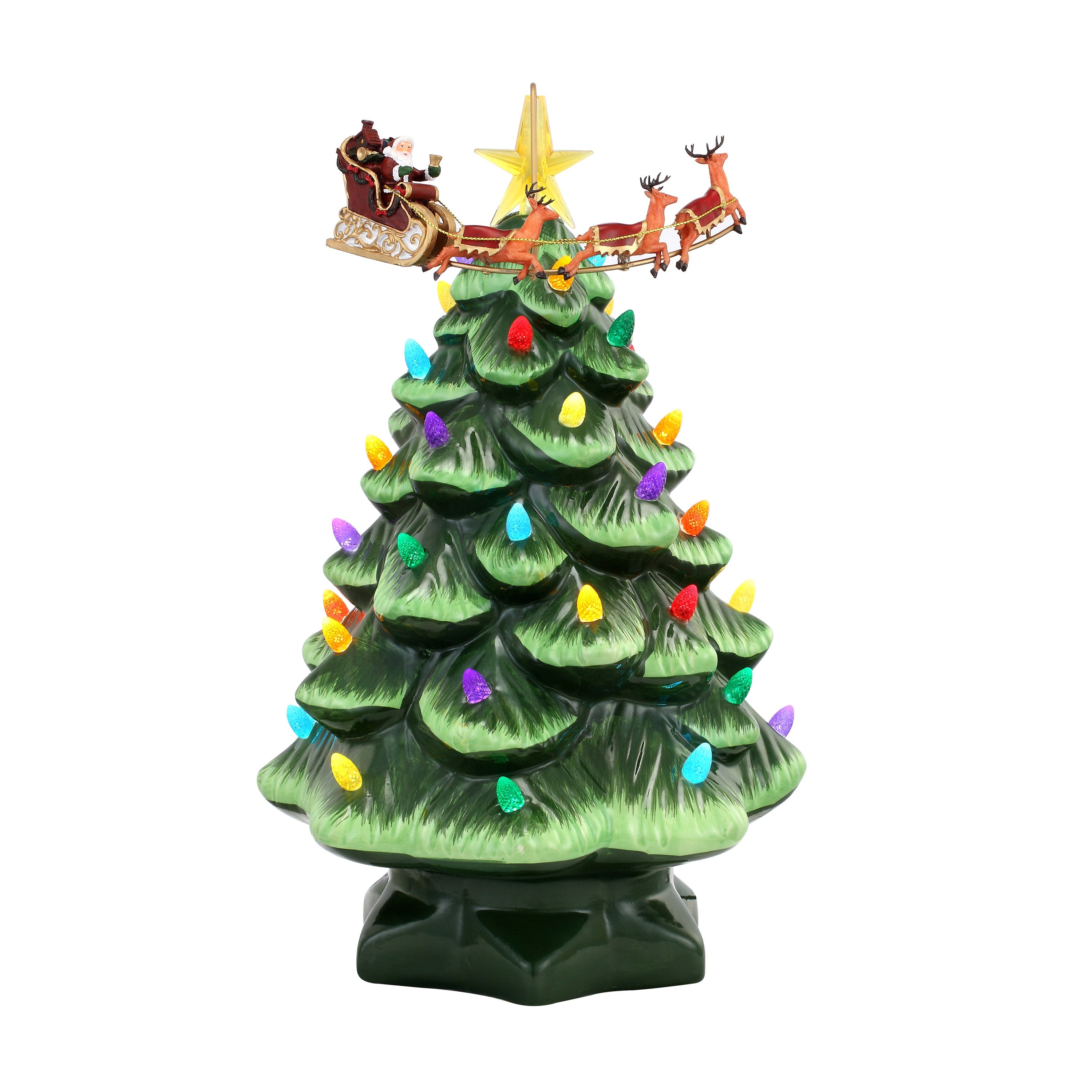 14" Animated Nostalgic Ceramic Tree - Santa's Sleigh - Mr. Christmas