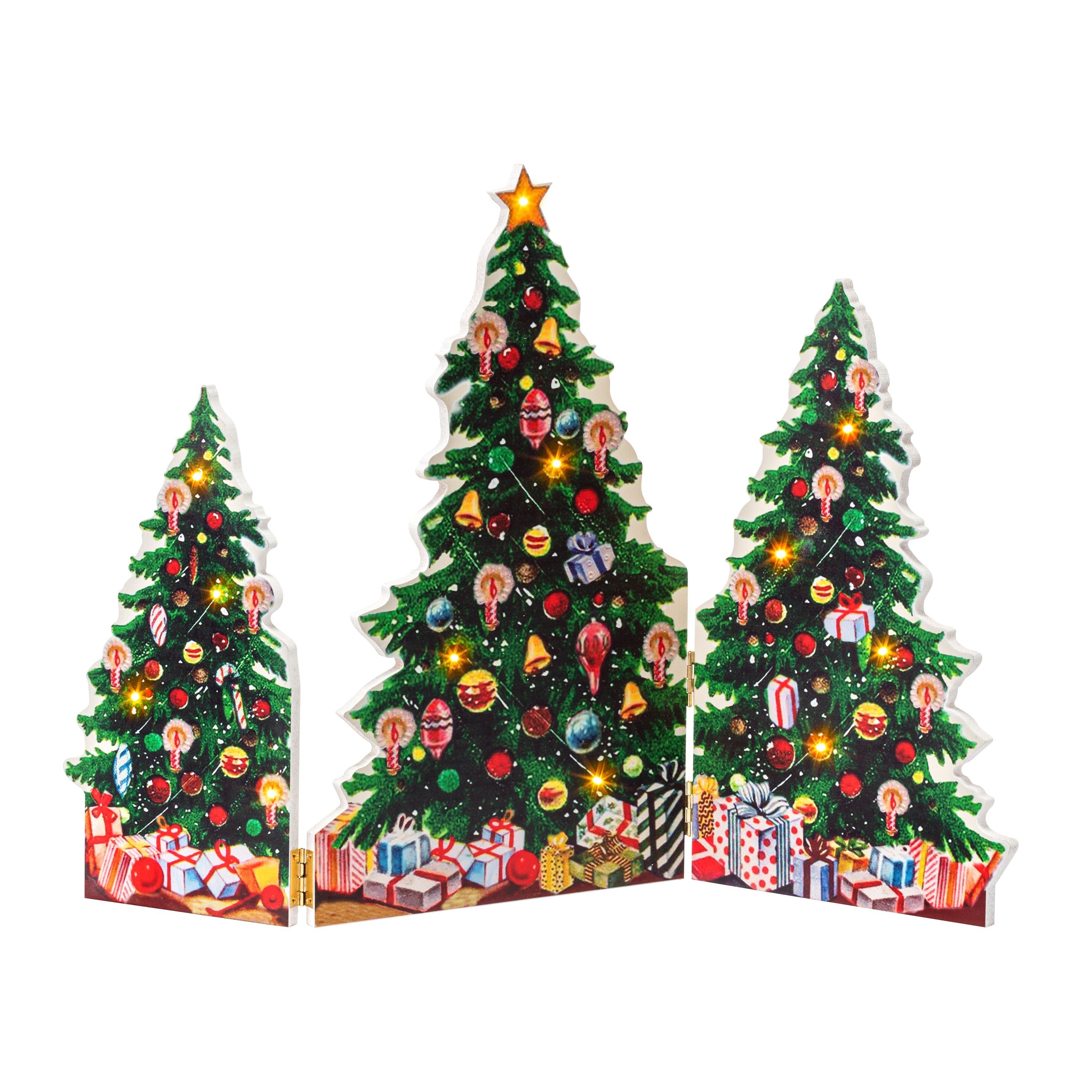 15" Illuminated Folding Scene - Christmas Trees - Mr. Christmas