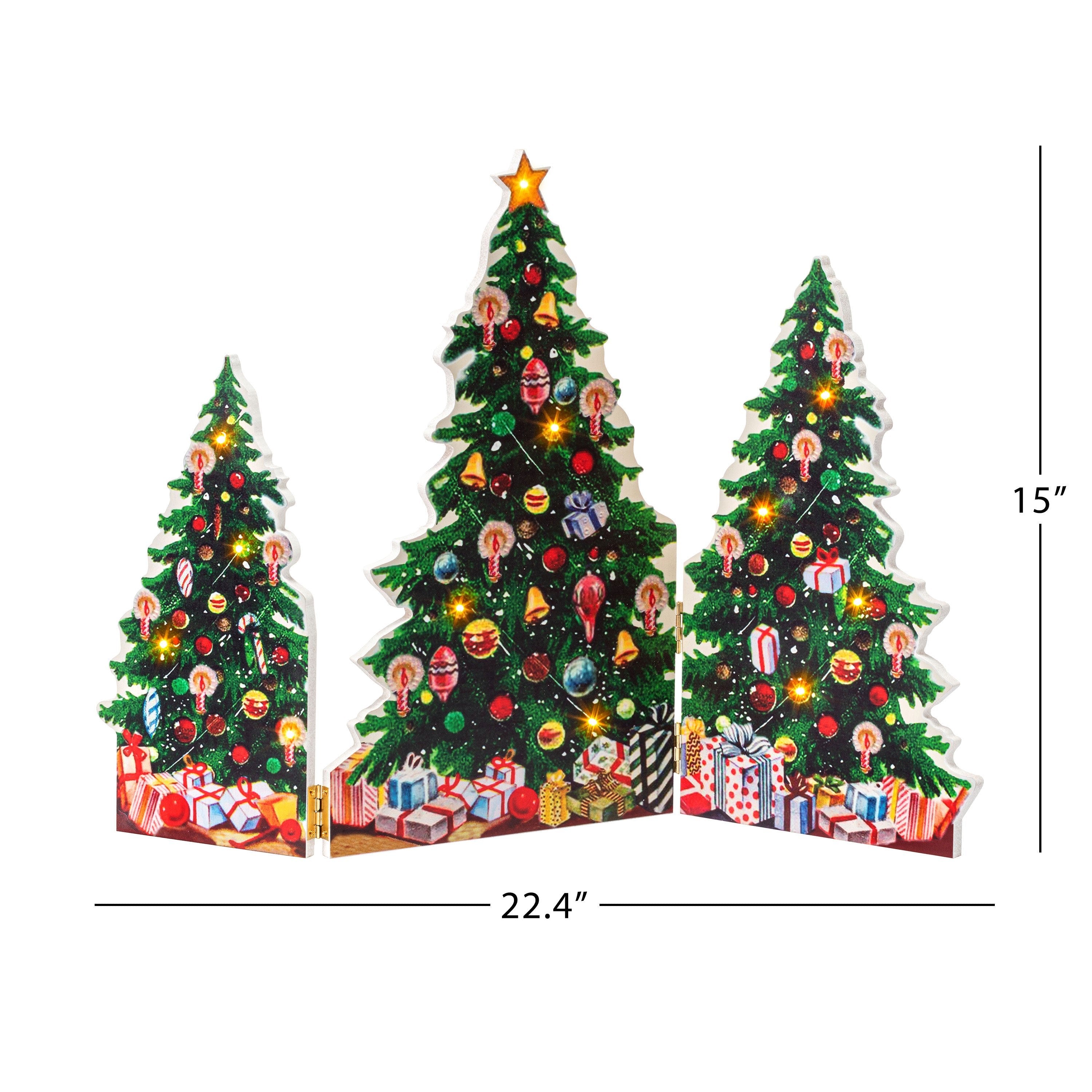 15" Illuminated Folding Scene - Christmas Trees - Mr. Christmas