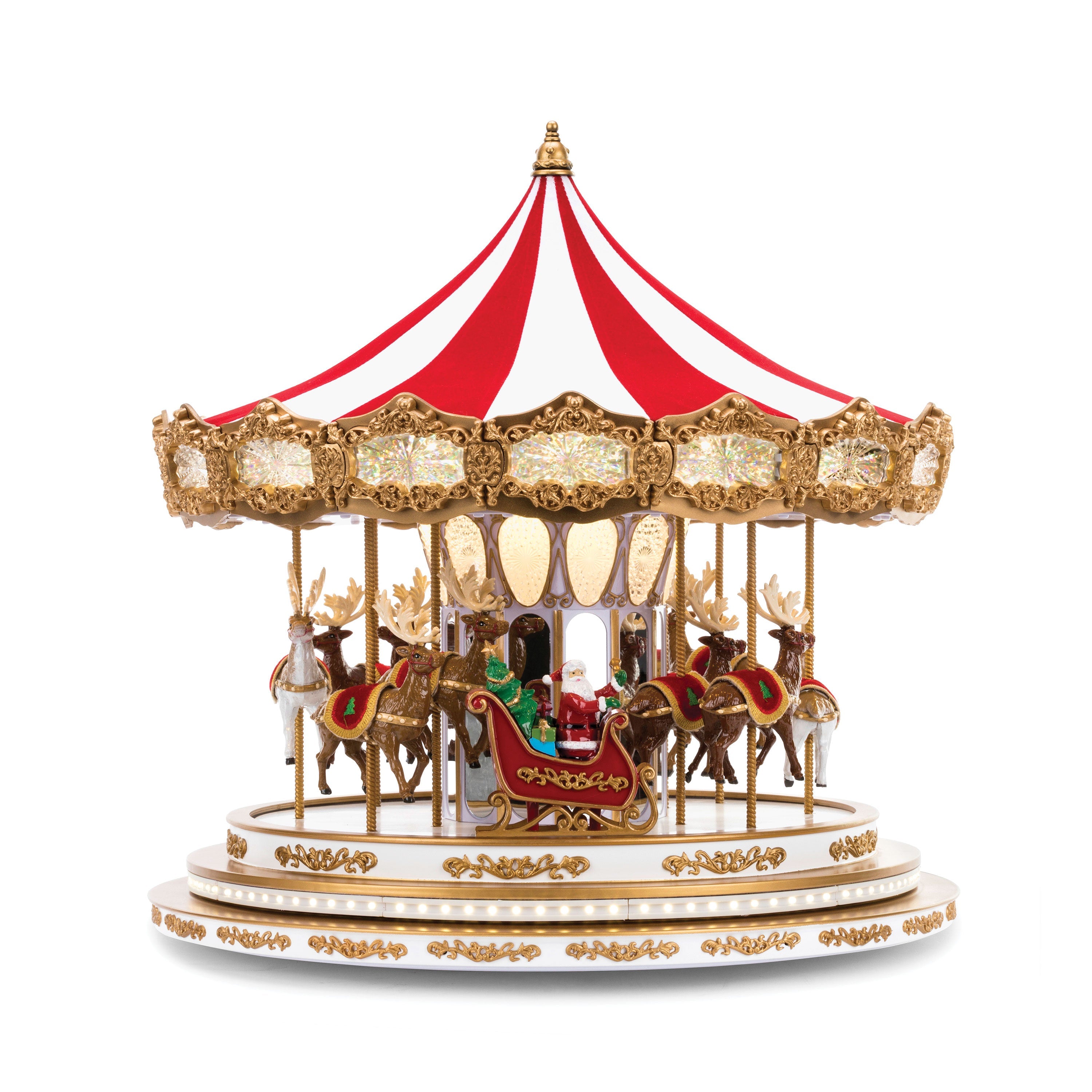 Front view of the 17" Regal Christmas Carousel by Mr. Christmas , featuring elegant details and illuminated design.