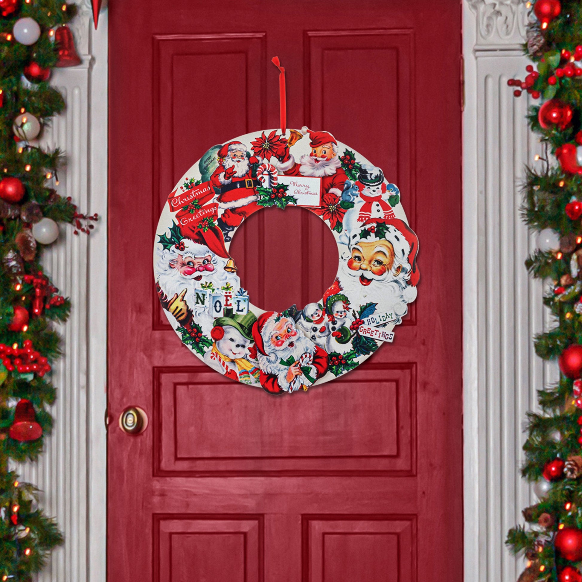 18" Wooden Wreath - Vintage Santa Claus - Mr. Christmas