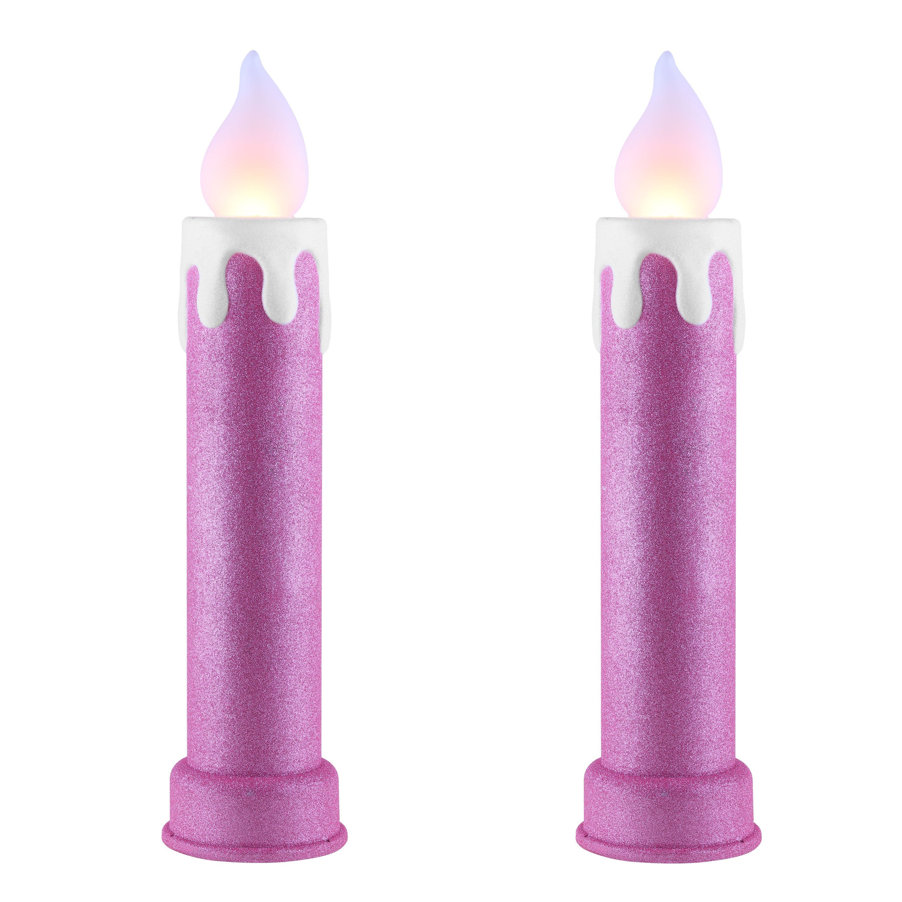 24 Glitter Blow Mold Candle - Set of 2 Pink