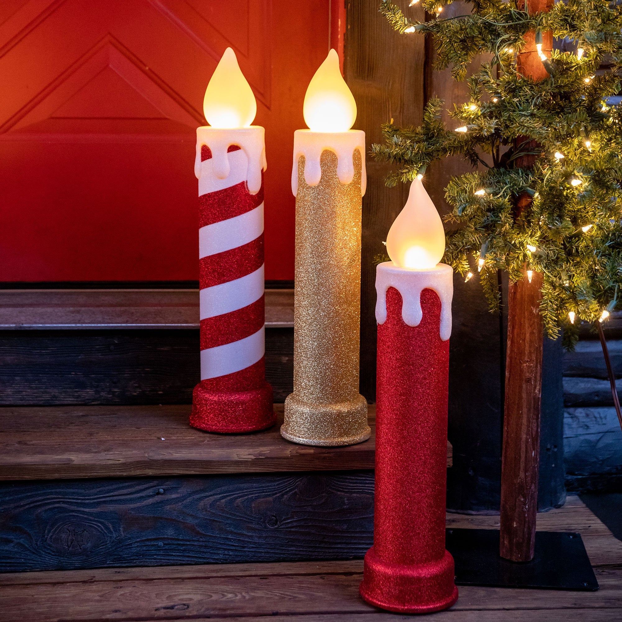 24 in. Glitter Blow Mold Candle - Red - Mr. Christmas